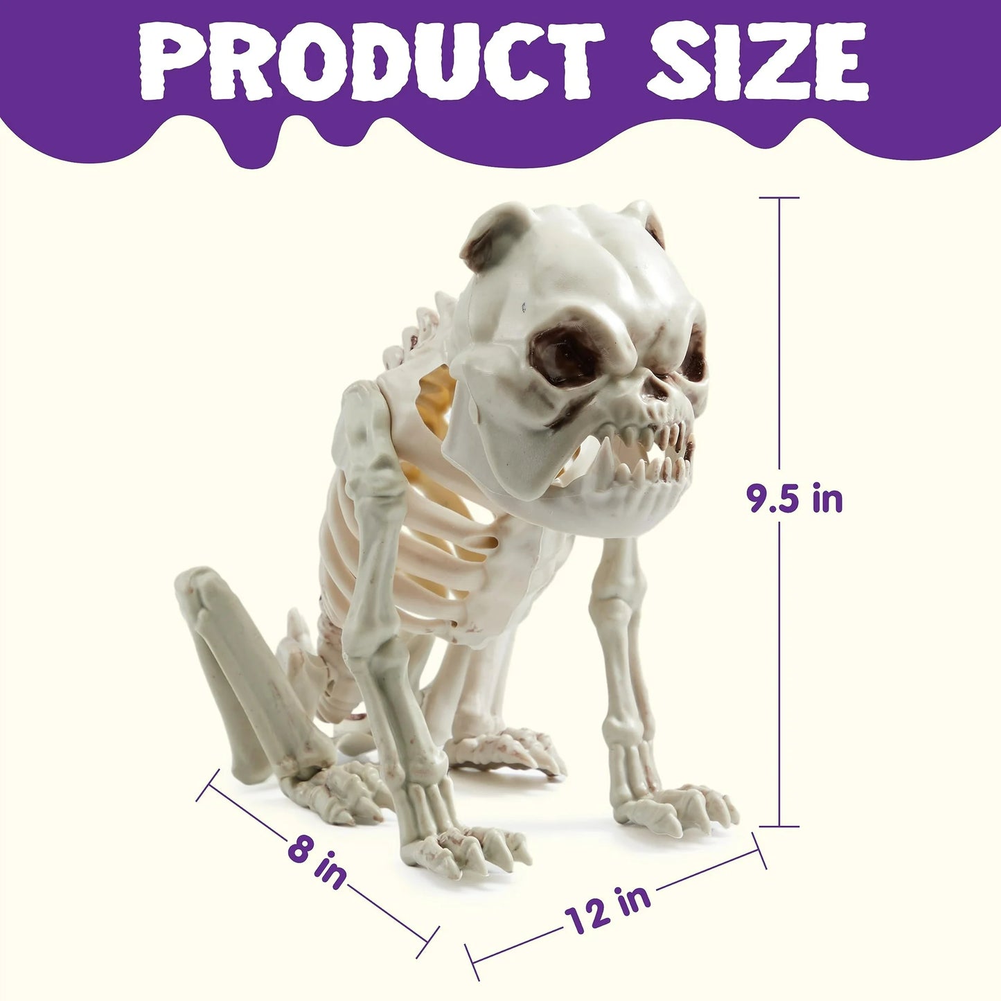 Syncfun 8 Inch Halloween Skeleton Dog Skeleton Halloween Decor,Plastic Skeleton Bones with Posable Joints for Hallowmas Decoration Outdoor Haunted House Party