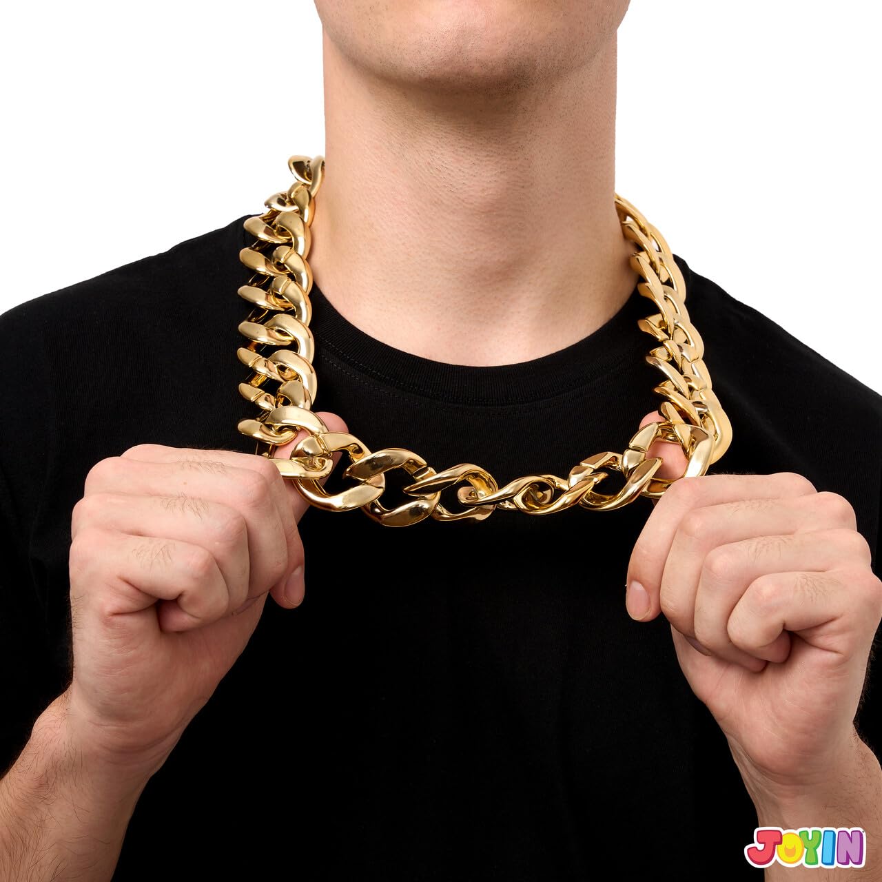 SYNCFUN Halloween Necklace Gold Chain,Plastic Chunky Fake Mens Women Chain,80s 90s Hip Hop Gold Jewlery Outfits Accessory,Halloween Props Costume