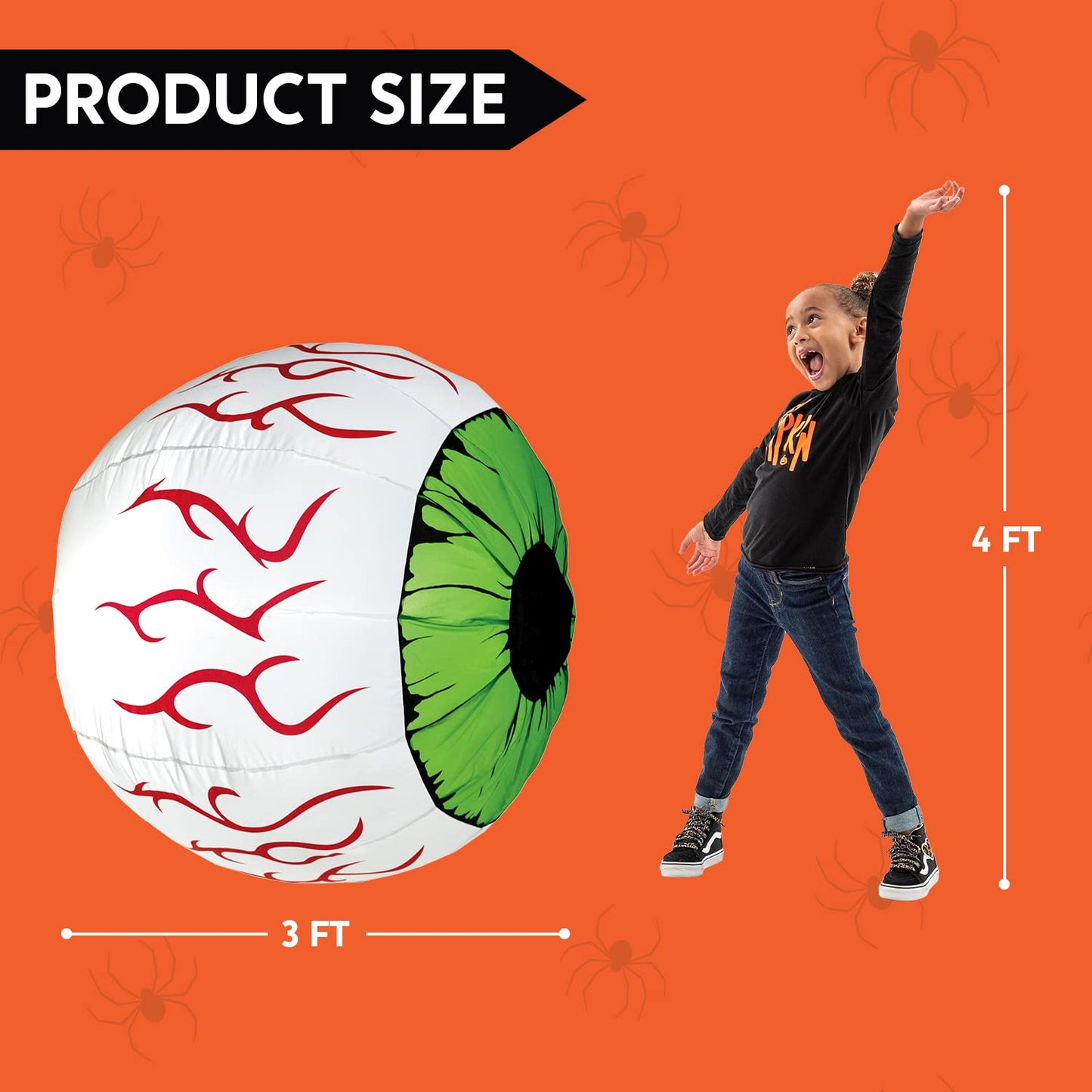 Syncfun 2 Pack Halloween Inflatable Huge Green Eyeballs with Build-in LEDs Halloween Blow up Yard Decorations,3 FT Diameter