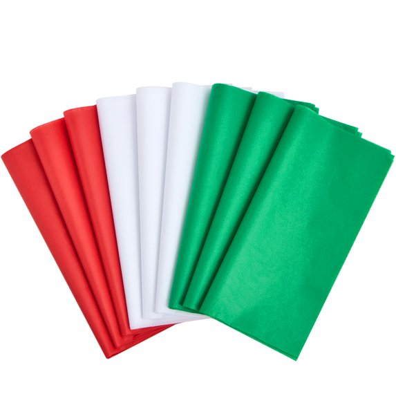 Joyfy 36 Sheets of Christmas Tissue Paper (Red, Green, and White), 20" x 20" Wrapping Paper for Christmas Party Supplies, DIY Gift Wrap Decorations