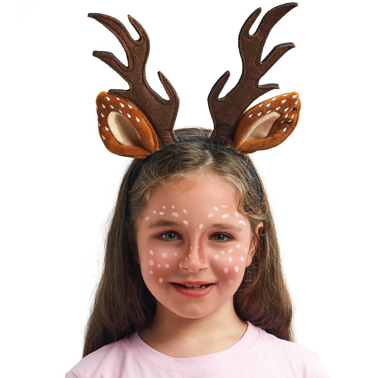 Joyfy Halloween Deer Headband,Antler Headband Reindeer with Fawn Tail for Girls Women,Halloween Party Props Cosplay Accessories