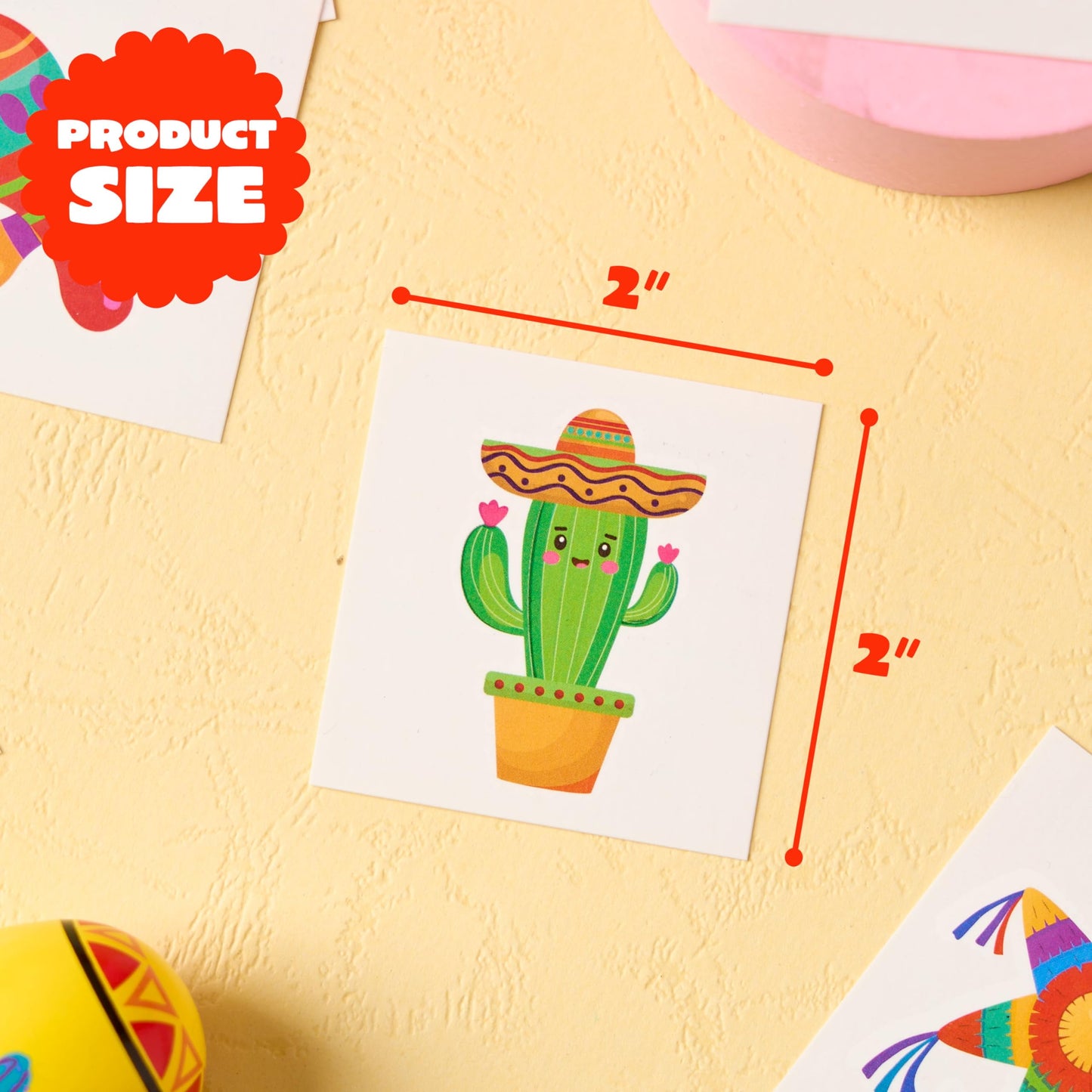 144 pieces of Cinco De Mayo Mexico themed party temporary tattoo set, carnival party fake tattoo stickers, straw hats