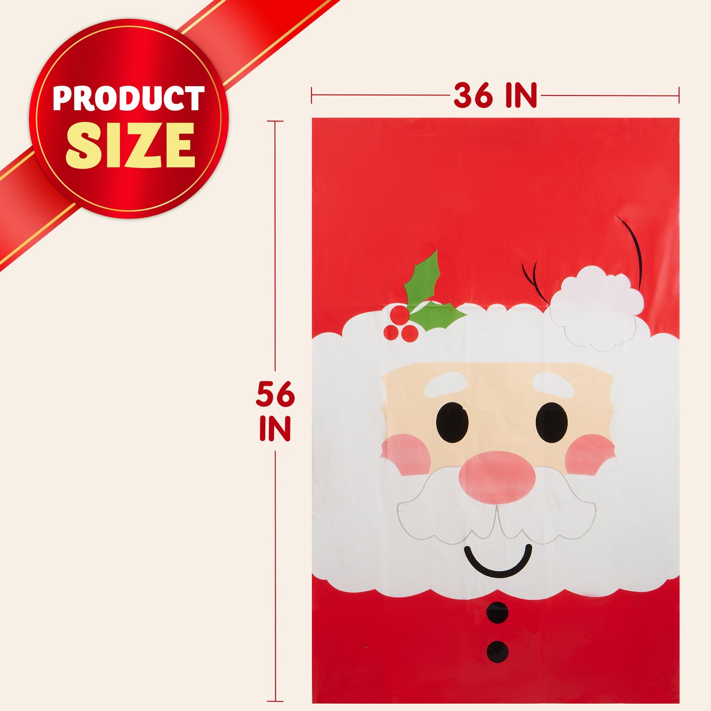 Joyfy Jumbo Christmas Santa Gift Bag Plastic Xmas Gift Wrapping Bag 56”x36” for Gift Giving, Holiday Presents, Giant Gifts Decorations, Festive Surprises