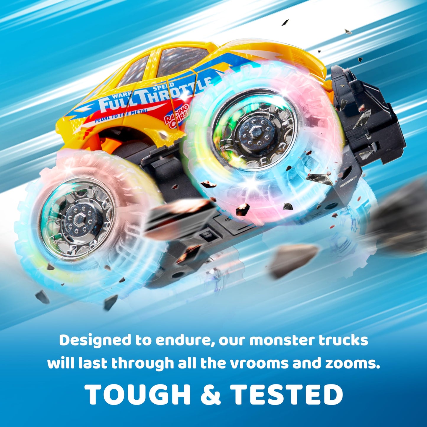 Joyfy 3 Pack Light Up Monster Truck Set, Toy Truck Set for Boys and Girls, Led Race Truck for Kids, for Boy Girl 3 4 5 6