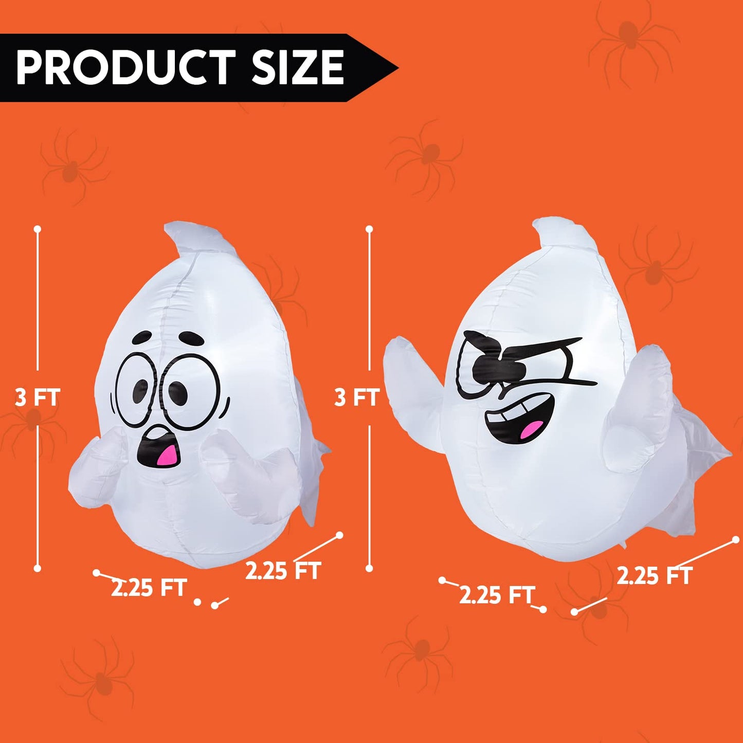 Syncfun 2 Pack Halloween Inflatable Window Ghost,2.6 FT Outdoor Scary Flying Ghost Broke Out from Window with Built-in LED Blow Up Inflatable for Window Decoration Yard Garden Lawn Decor