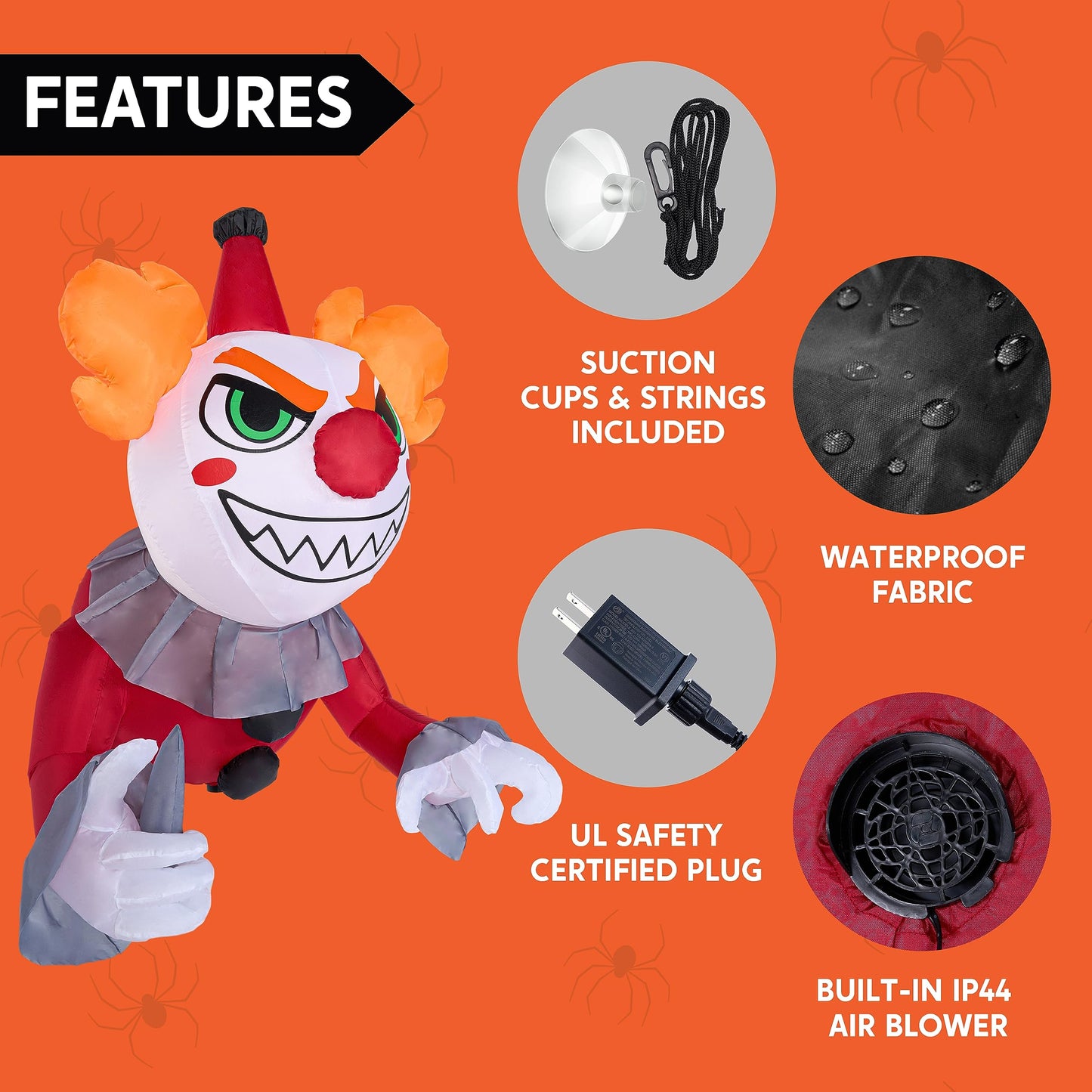 Syncfun 4.5 FT Halloween Inflatable Killer Clown Broke Out from Window with Built-in LED Blow Up Inflatable for Window Decoration Yard Garden Lawn Decor