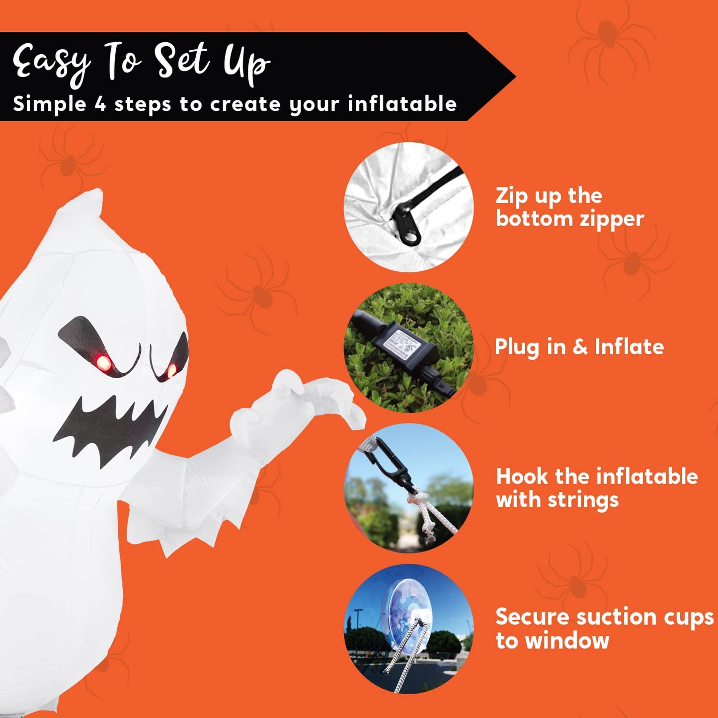 SYNCFUN 4.5 FT Halloween Inflatable Outdoor Scary Flying Ghost Broke Out from Window with Built-in LED Blow Up Inflatable for Window Decoration Yard Garden Lawn Decor