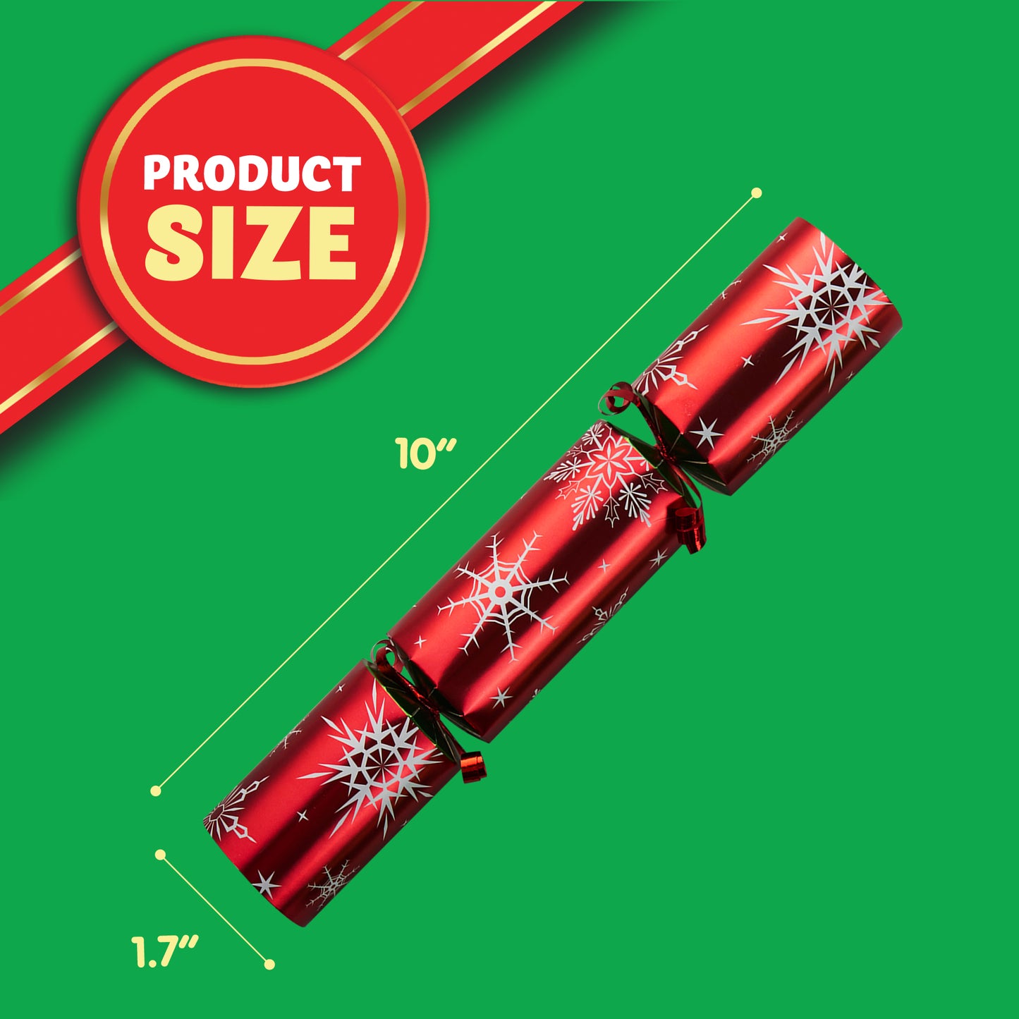 Joyfy 8 Pcs Christmas Crackers Party Favor Non-Snap Red & Green Snowflake Design Party Table Favors with Holiday Party Favor Supplies for Kids and Adults, Christmas Parties, Dinners & Holidays
