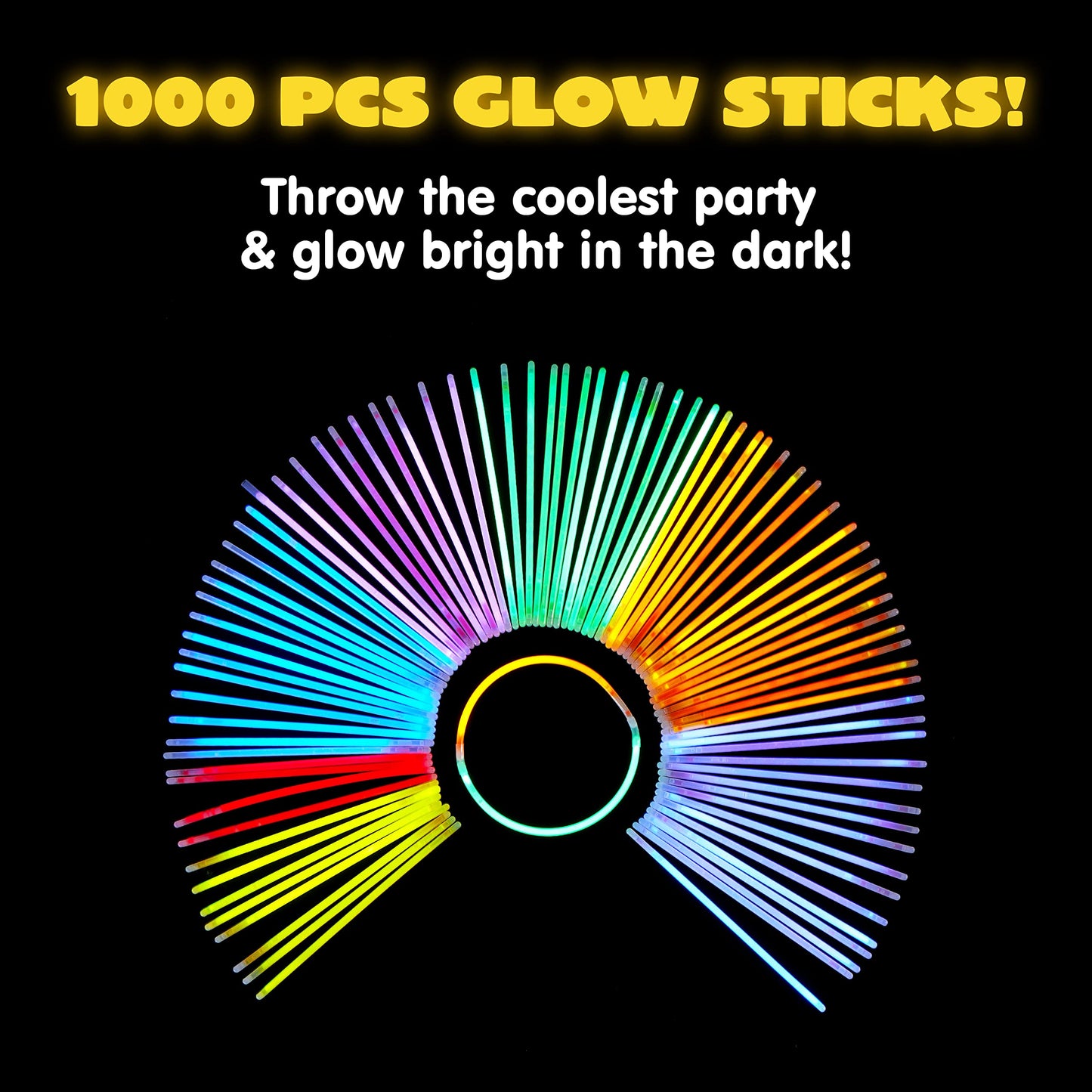 Syncfun 144 Pcs Glow Sticks Bulk 8" Bracelets Necklaces, Glow in the Dark Neon, Easter Party Supplies Pack