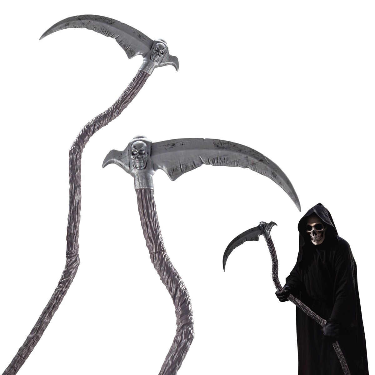 Joyfy 55inch Grim Reaper Scythe Halloween Accessories,Scythe Prop for Halloween Party Pretend Play Grim Reaper Costume,Halloween Dress Up