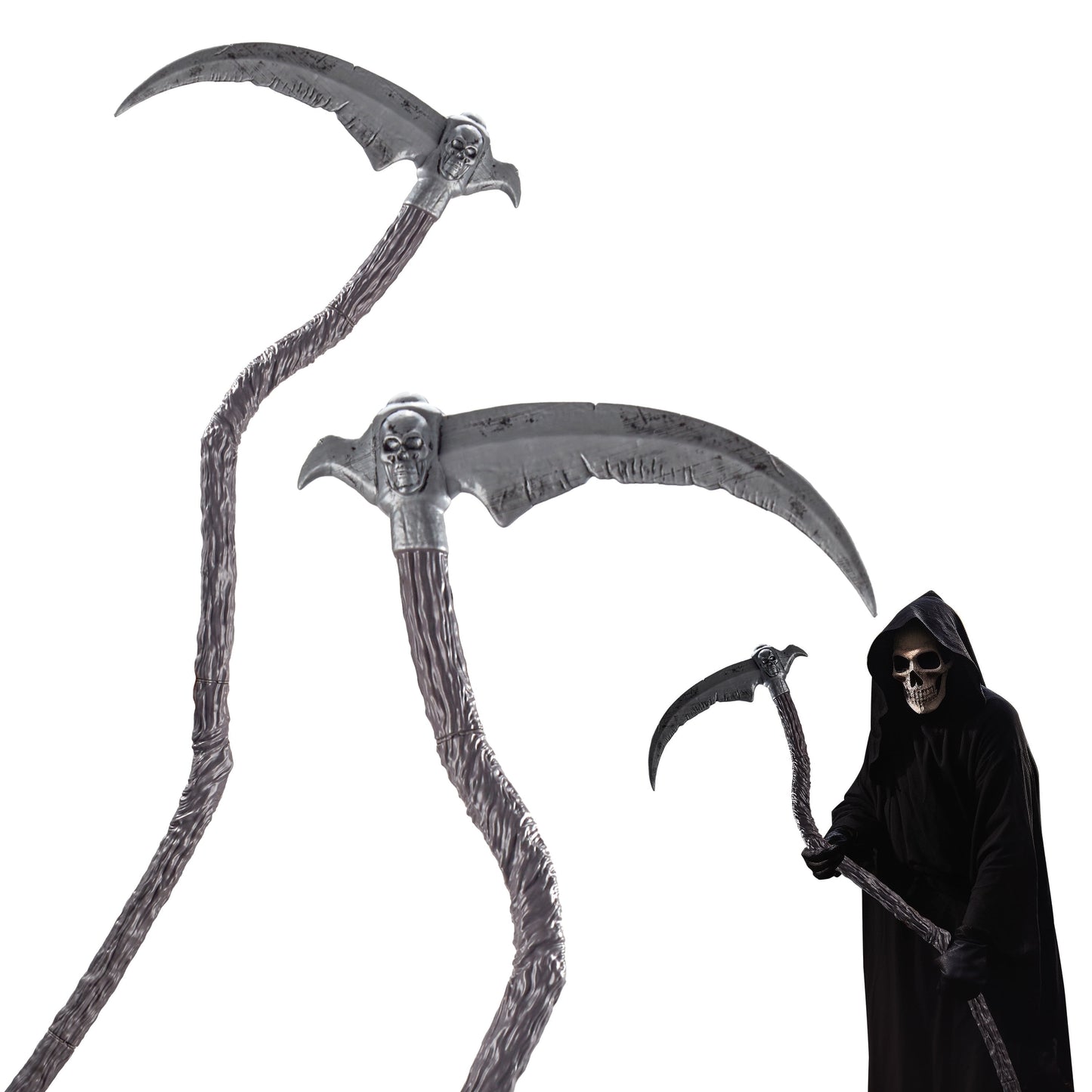 Joyfy 55inch Grim Reaper Scythe Halloween Accessories,Scythe Prop for Halloween Party Pretend Play Grim Reaper Costume,Halloween Dress Up