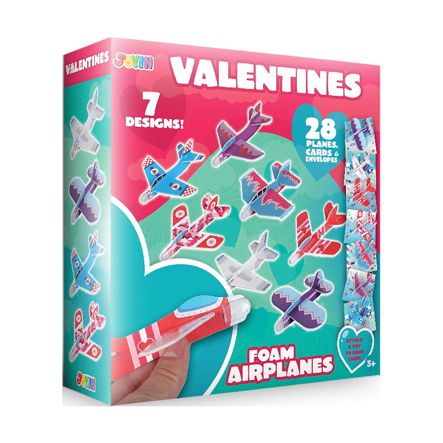 28 Packs Valentines Day Gifts Cards with Foam Airplane for Kids Valentine Exchange Cards Toddle Boys Valentines School Classroom Favors
