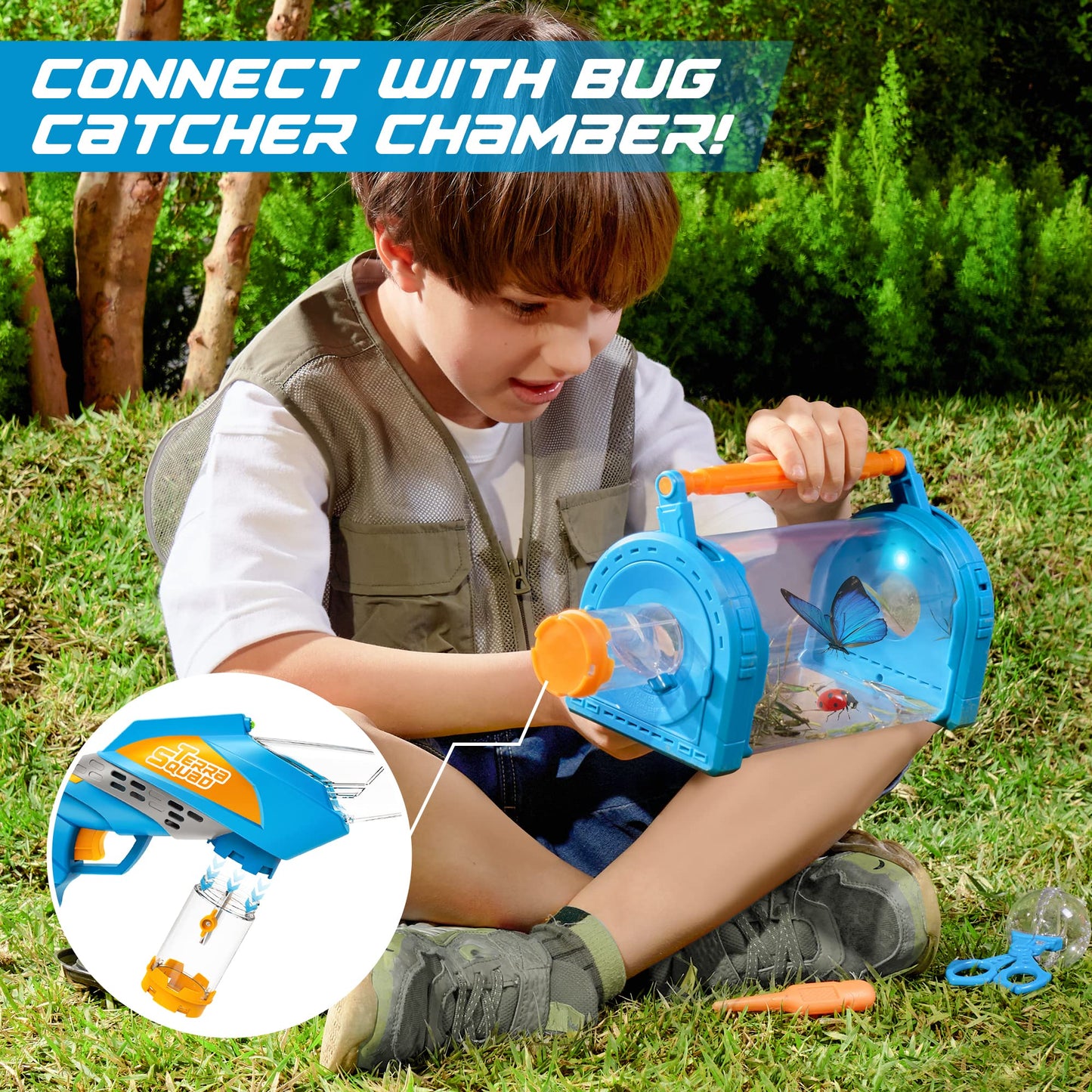 SYNCFUN Bug Catcher Kit for Kids - Light Up Critter Habitat Box for Indoor/Outdoor Insect Collecting - Includes Bug Tong, Tweezer, Activity Booklet, and Pipette - Gift for Boys and Girls