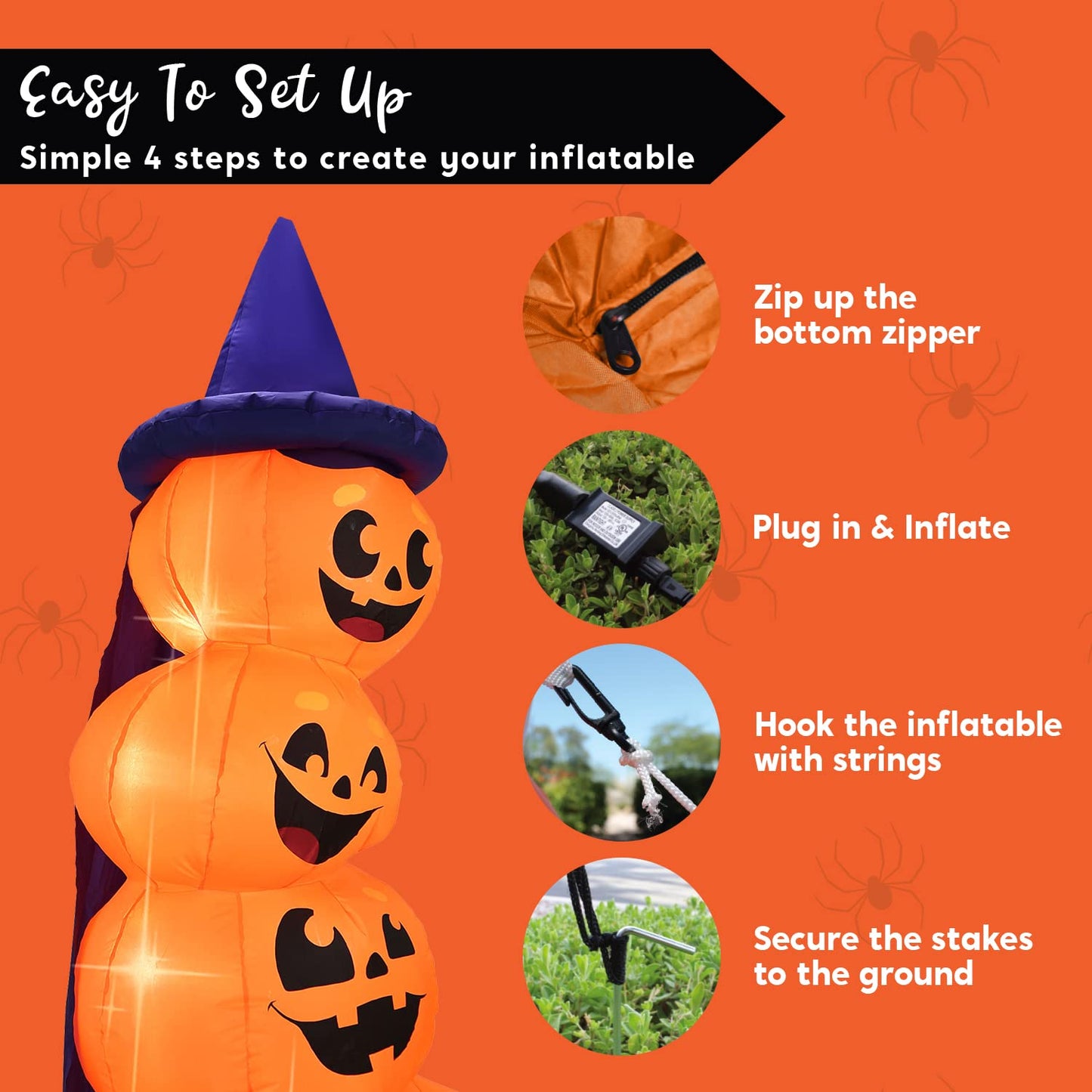 Syncfun 6 FT Halloween Inflatables Stacked Pumpkins with Build-in LEDs for Porch,Halloween Pumpkin Decor Blow up Yard Decorations