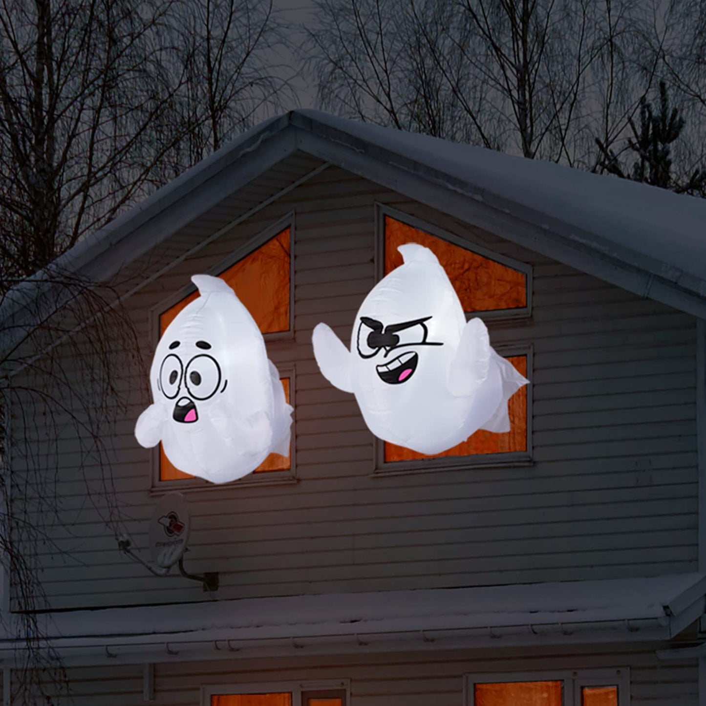 Syncfun 2 Pack Halloween Inflatable Window Ghost,2.6 FT Outdoor Scary Flying Ghost Broke Out from Window with Built-in LED Blow Up Inflatable for Window Decoration Yard Garden Lawn Decor