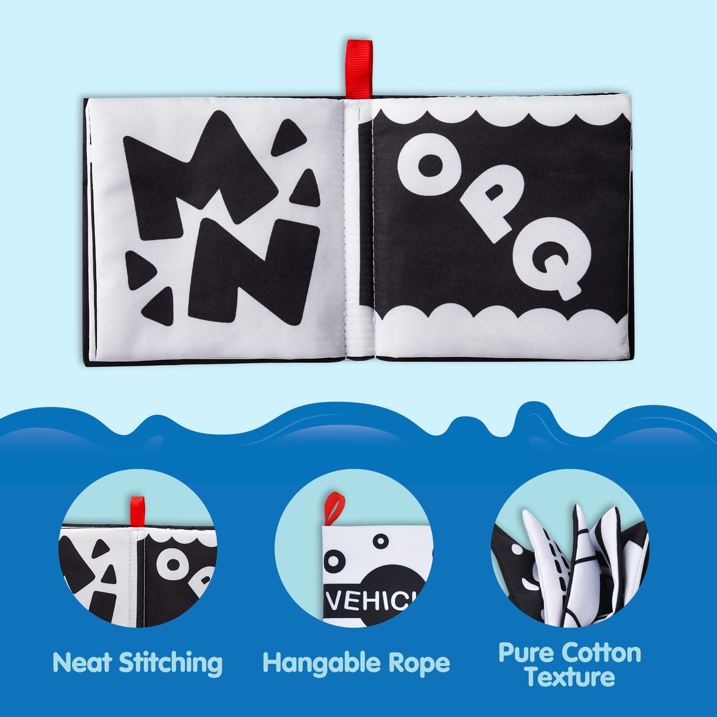 SYNCFUN 8 Pcs Baby Bath Toys, Nontoxic Fabric Waterproof Newborn Toys, Infant Early Education First Toys for Toddlers Kids Birthday Gifts
