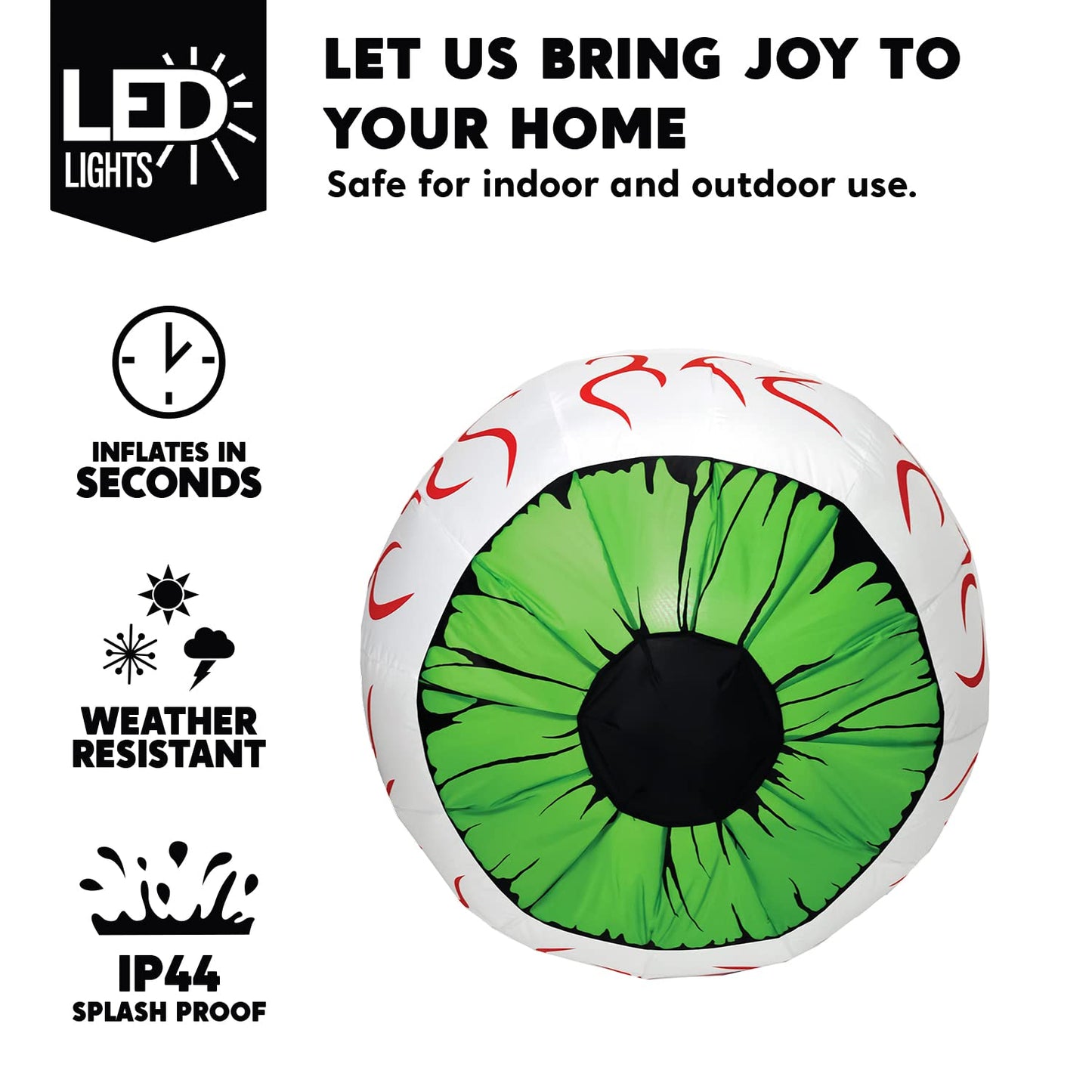 Syncfun 2 Pack Halloween Inflatable Huge Green Eyeballs with Build-in LEDs Halloween Blow up Yard Decorations,3 FT Diameter