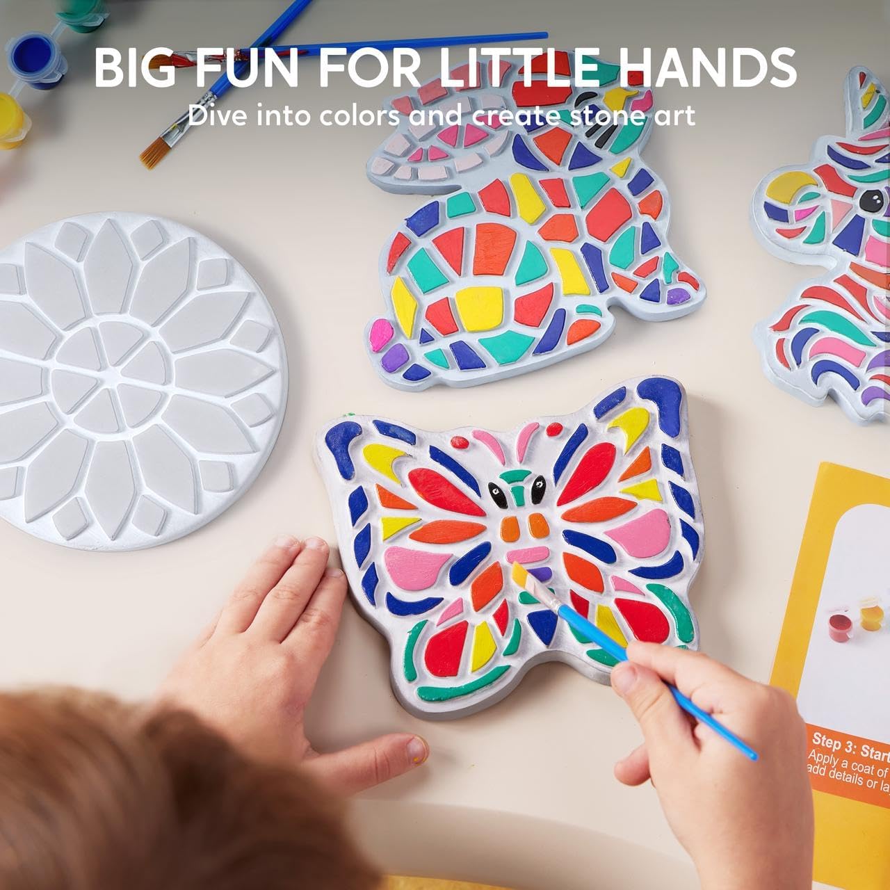 Klever Kits Stepping Stones Painting Craft Kit for Kids, 5 Pcs Garden Stones Ceramic Garden Decor, Unicorn Gifts for Girls Age 6+