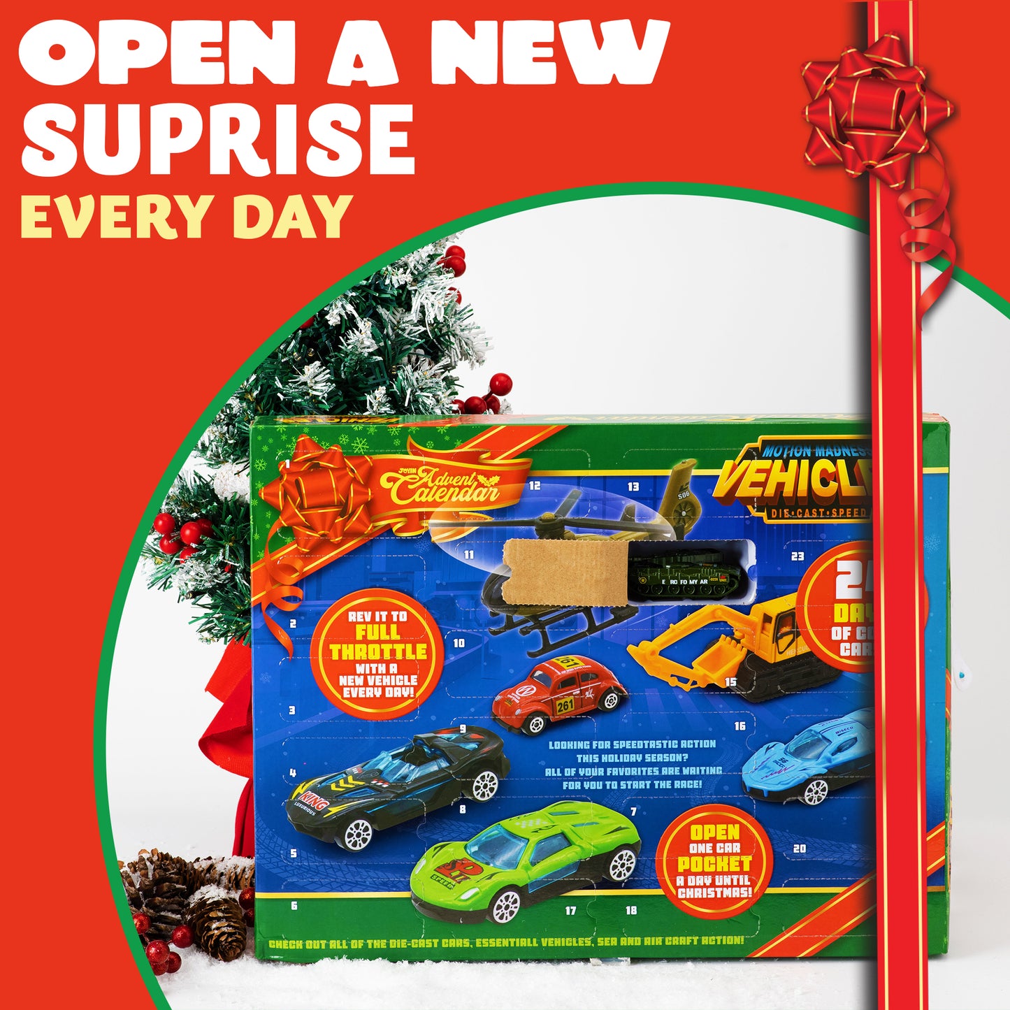2024 Christmas Advent Calendar, 24 Days Countdown Calendar Diecast Cars Set, Christmas Vehicles Toys for Boys Kids, Classroom Prizes Xmas Gift, Christmas Party Favor Gifts, Advent Calendar Kids