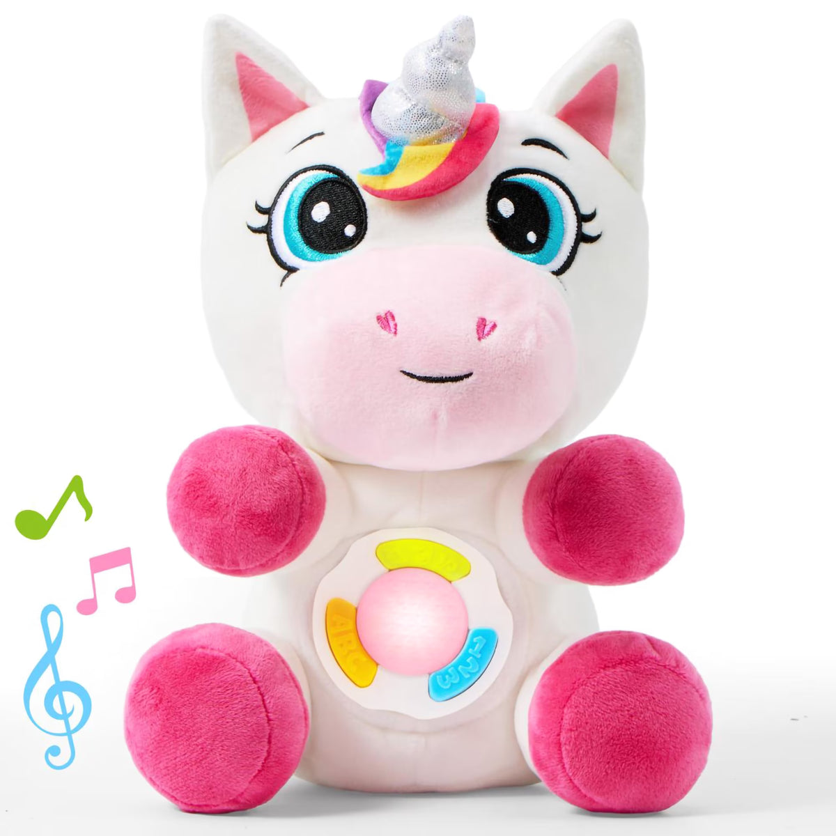 Joyfy Musical Unicorn Plush Baby Toy, Stuffed Animal with Music & Light, Baby Musical Soft Plush Toys for Infant Babies, Easter Birthday Gifts for Boys and Girls 6+ Months