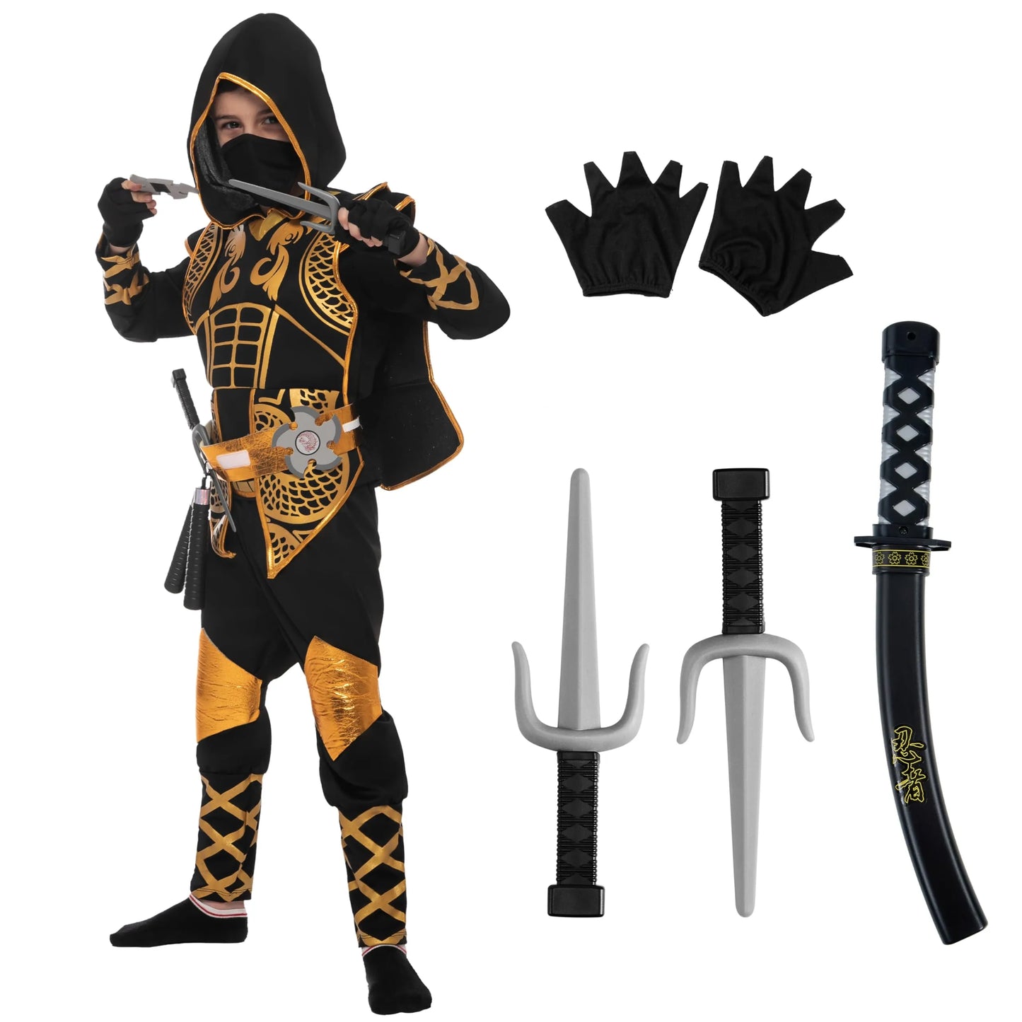 Syncfun Kids Golden Ninja Costume for Toddler Boys Halloween Dress Up Age Up to 12 Years