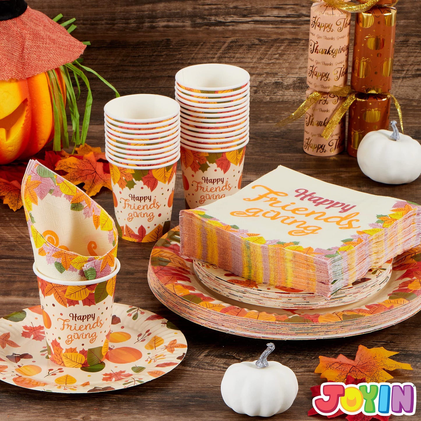 SYNCFUN 120 Pcs Thanksgiving Disposable Paper Plates and Napkins, Perfect for Thanksgiving Party Decorations