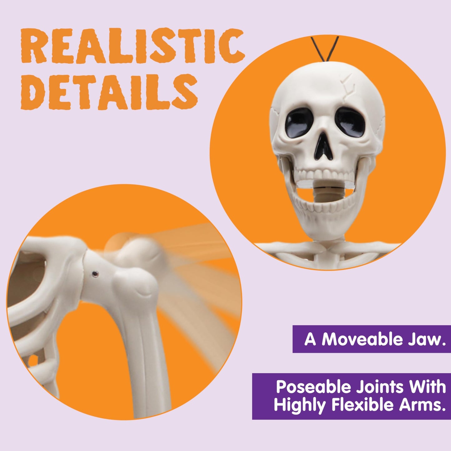 Joyfy 10 Pcs Skeleton Halloween Decorations,16 Inch Full Body Poseable Skeleton with Movable Joints for Halloween Indoor Outdoor Party,Graveyard,Haunted House Accessories