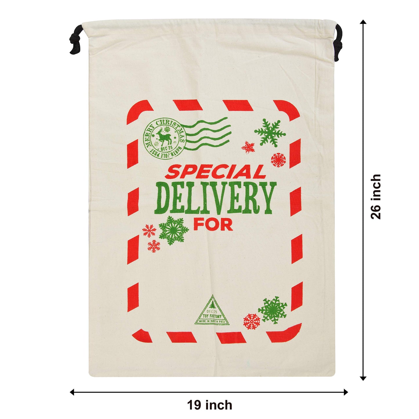 Joyfy 3 Pcs Santa Burlap Sack Christmas Canvas Gift Bags with Drawstring 26" x 19" for Large Xmas Package Storage, Event Party Supplies, Christmas Party Favors