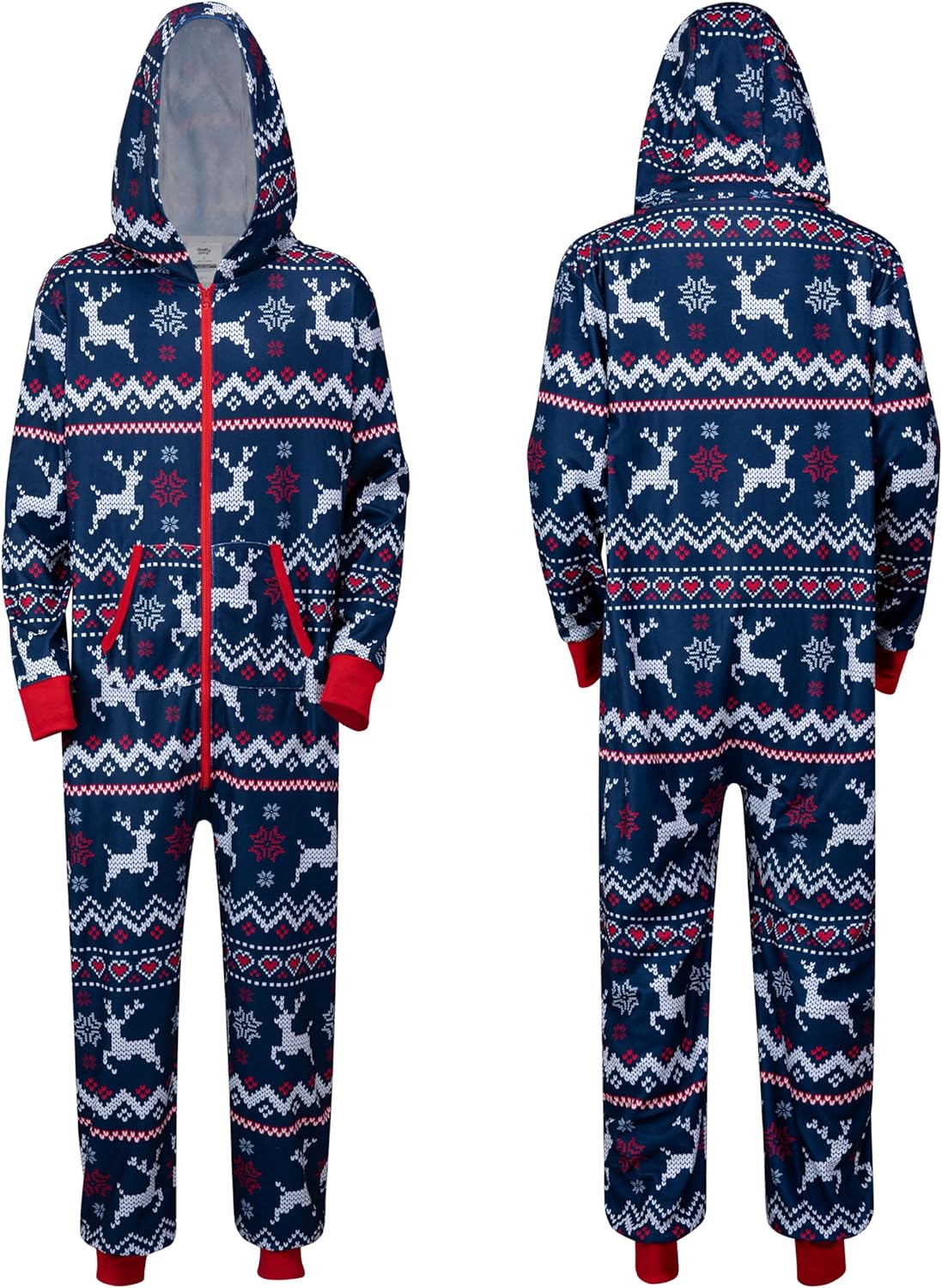 Joyfy Men's Christmas Pajamas,Adult Christmas Hooded One-Piece Pajamas Men Pajamas Ugly Christmas Sweater One-Piece Jumpsuits