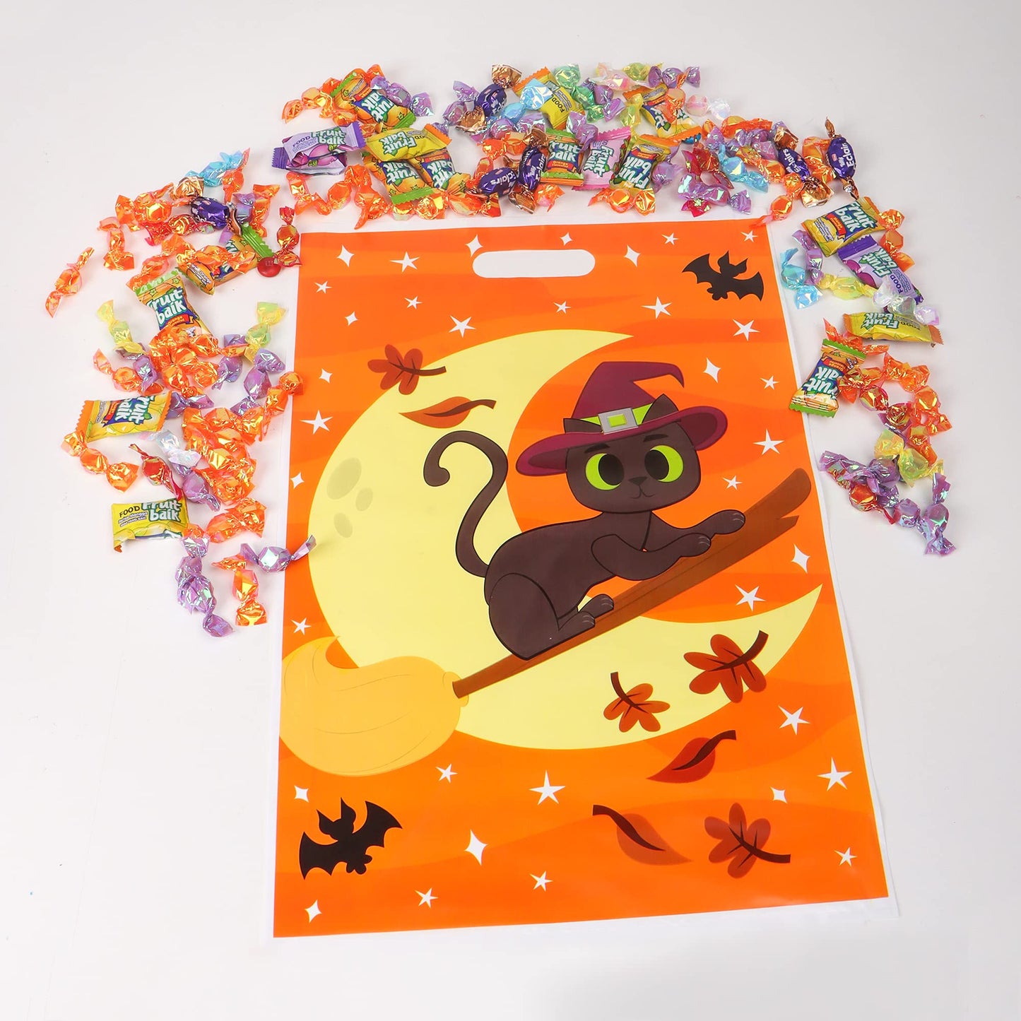SYNCFUN 72 Pcs Halloween Treat Bags Goodie Bags Plastic Halloween Candy Bags Trick or Treat Creepy Designs Halloween Bags for Kids Trick or Treat,Classroom Goody Bags