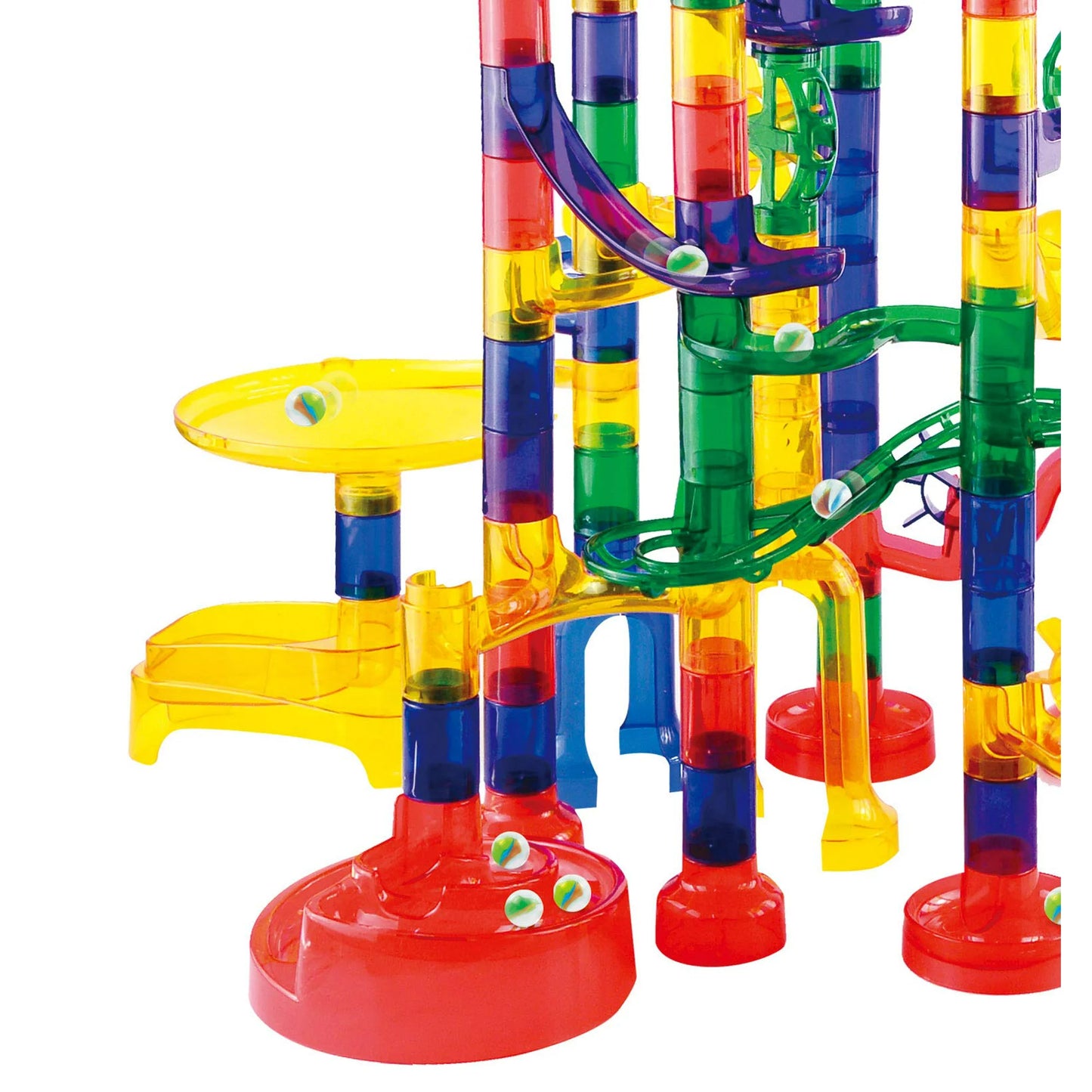 JOYIN 170 Pcs Marble Run Premium Toy Set, Construction Building Blocks Toys, STEM Educational Building Block Toy(120 Plastic Pieces + 50 Glass Marbles)