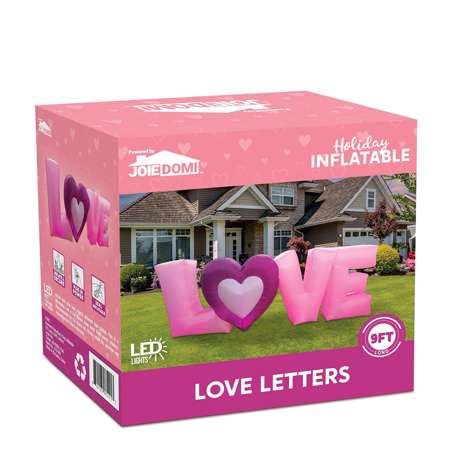 9 FT Long Valentine Inflatable Love Letters with Build-in LED Lights, Blow up Valentine Romantic Holiday Decor for Wedding Propose Indoor Yard Party Supplies