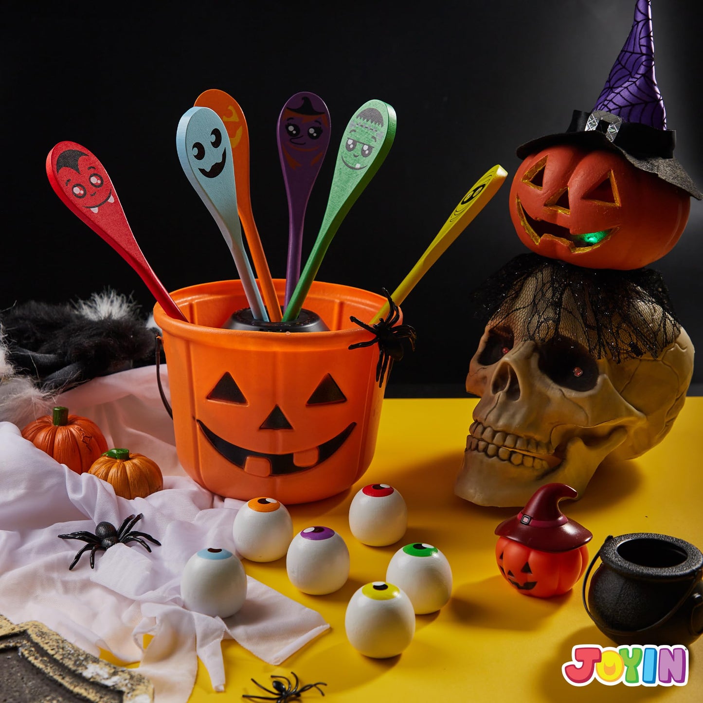 Joyfy 6 Packs Halloween Spoons Game Set,Eyeballs and Spoons Race Party Favors for Kids,Halloween Prizes,Halloween Activities for Kids