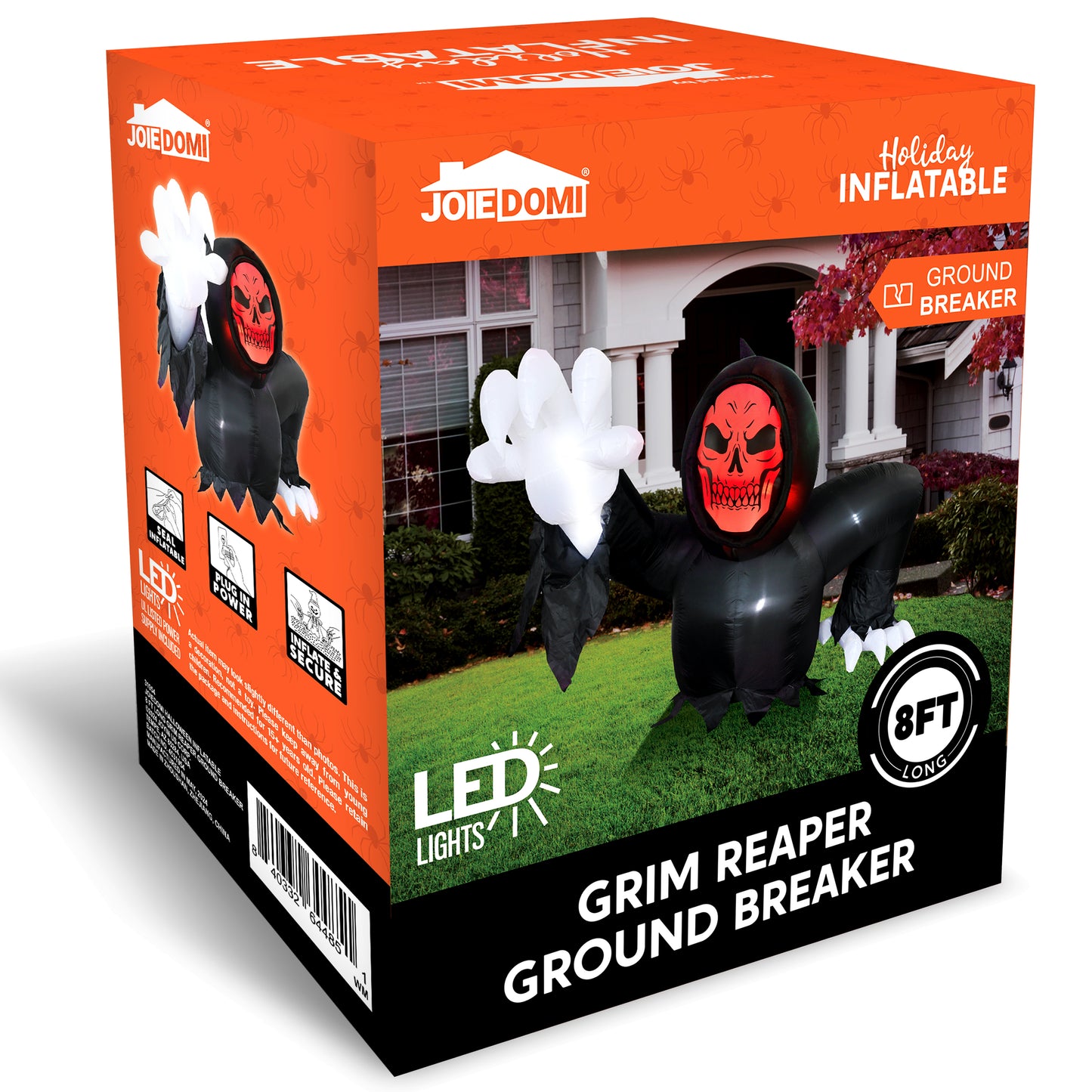 Syncfun 8 FT Halloween Inflatables Long Light Up Grim Reaper Ground Breaker Halloween Inflatables Outdoor Decorations,Blow up Halloween Yard Decorations