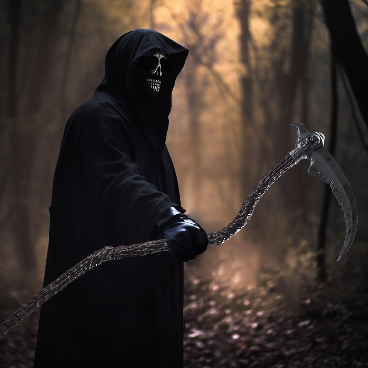 Joyfy 55inch Grim Reaper Scythe Halloween Accessories,Scythe Prop for Halloween Party Pretend Play Grim Reaper Costume,Halloween Dress Up