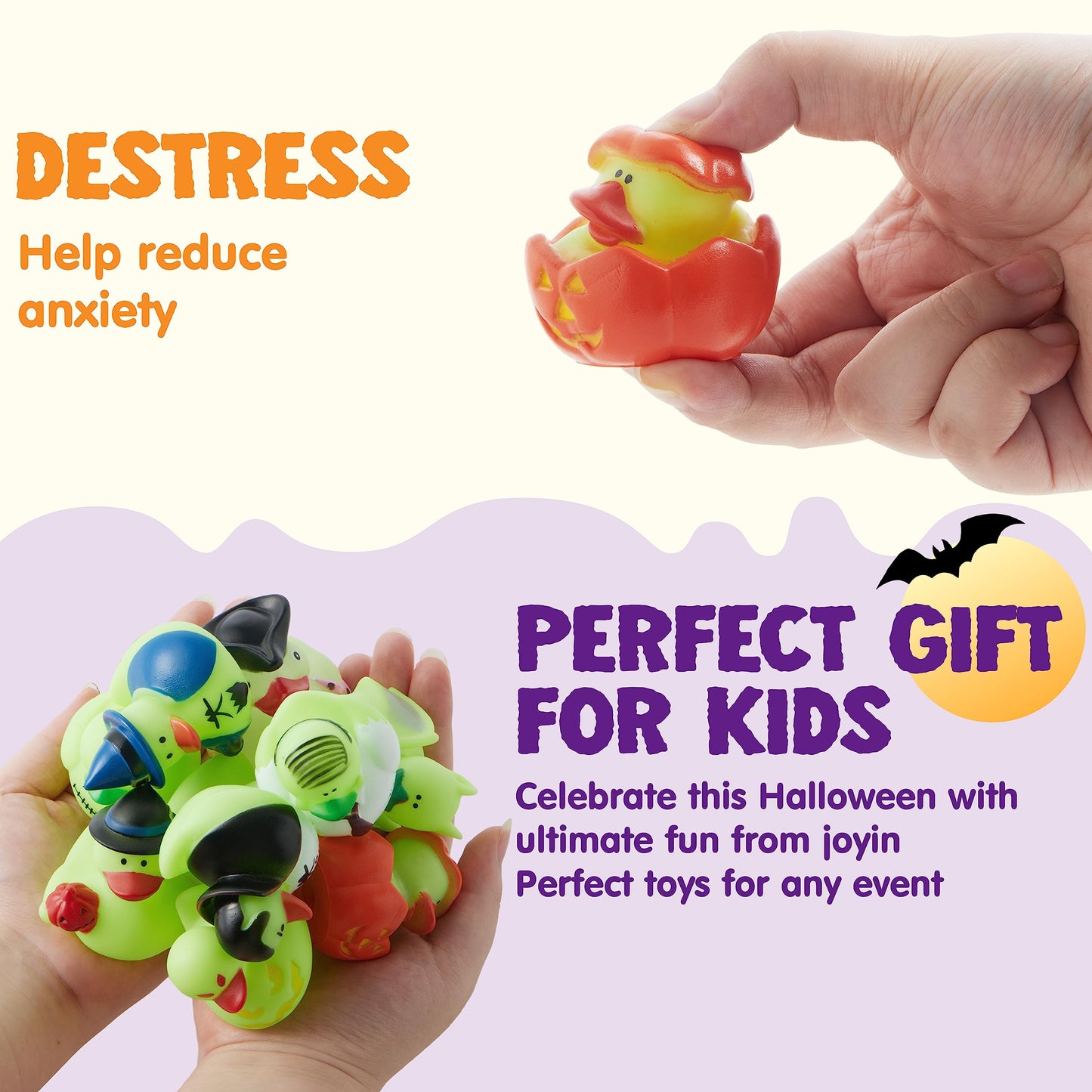 SYNCFUN 12 Pcs Halloween Rubber Ducks,Halloween Toys Glow-in-The-Dark Rubber Ducks in Bulk for Baby Toddlers Kids,Halloween Bath Toy Basket Prizes,Halloween Toys for Trick or Treaters