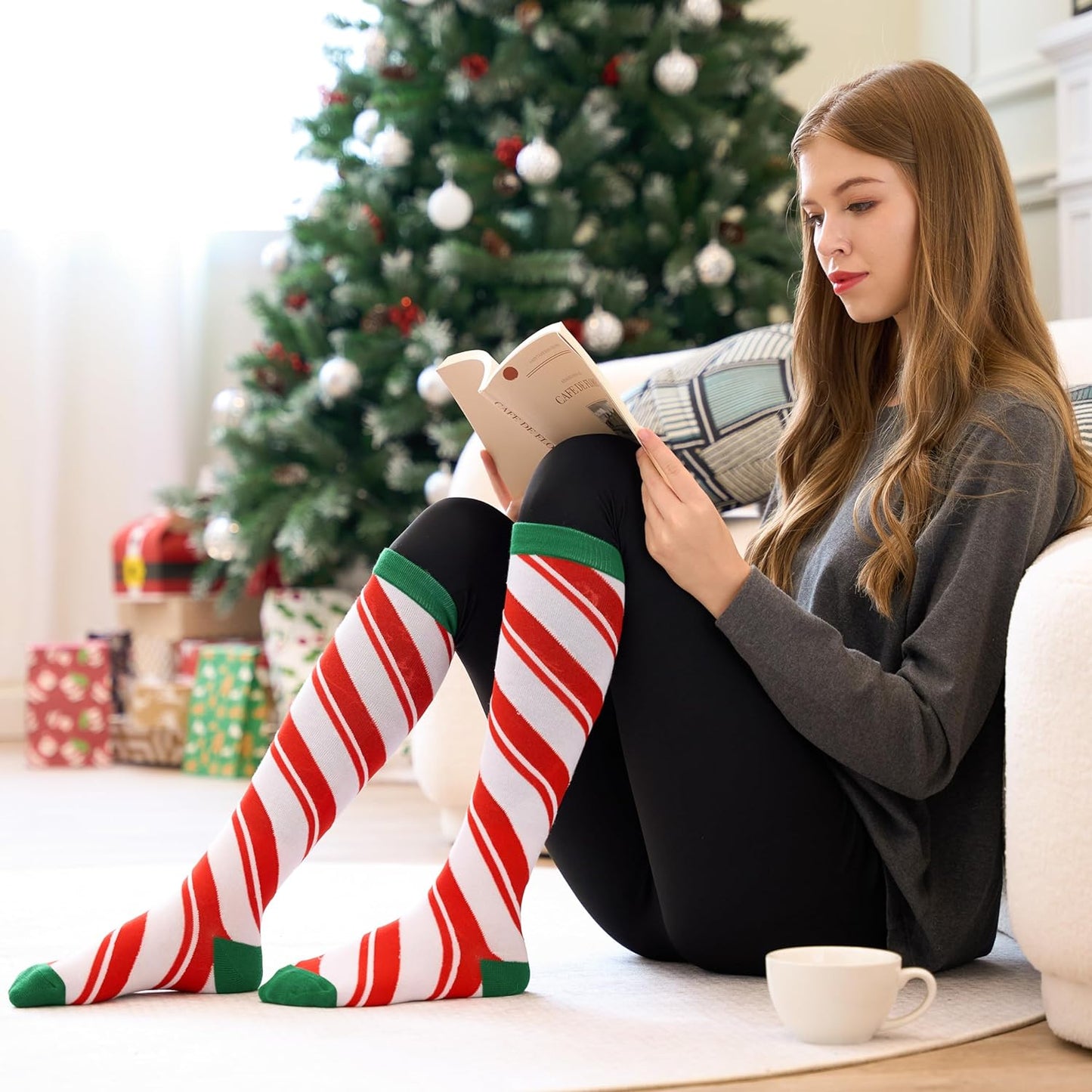 Joyfy 2 Pairs Christmas Socks for Women,Funny Crazy Holiday Christmas Socks for Adults,Christmas Gifts for Women