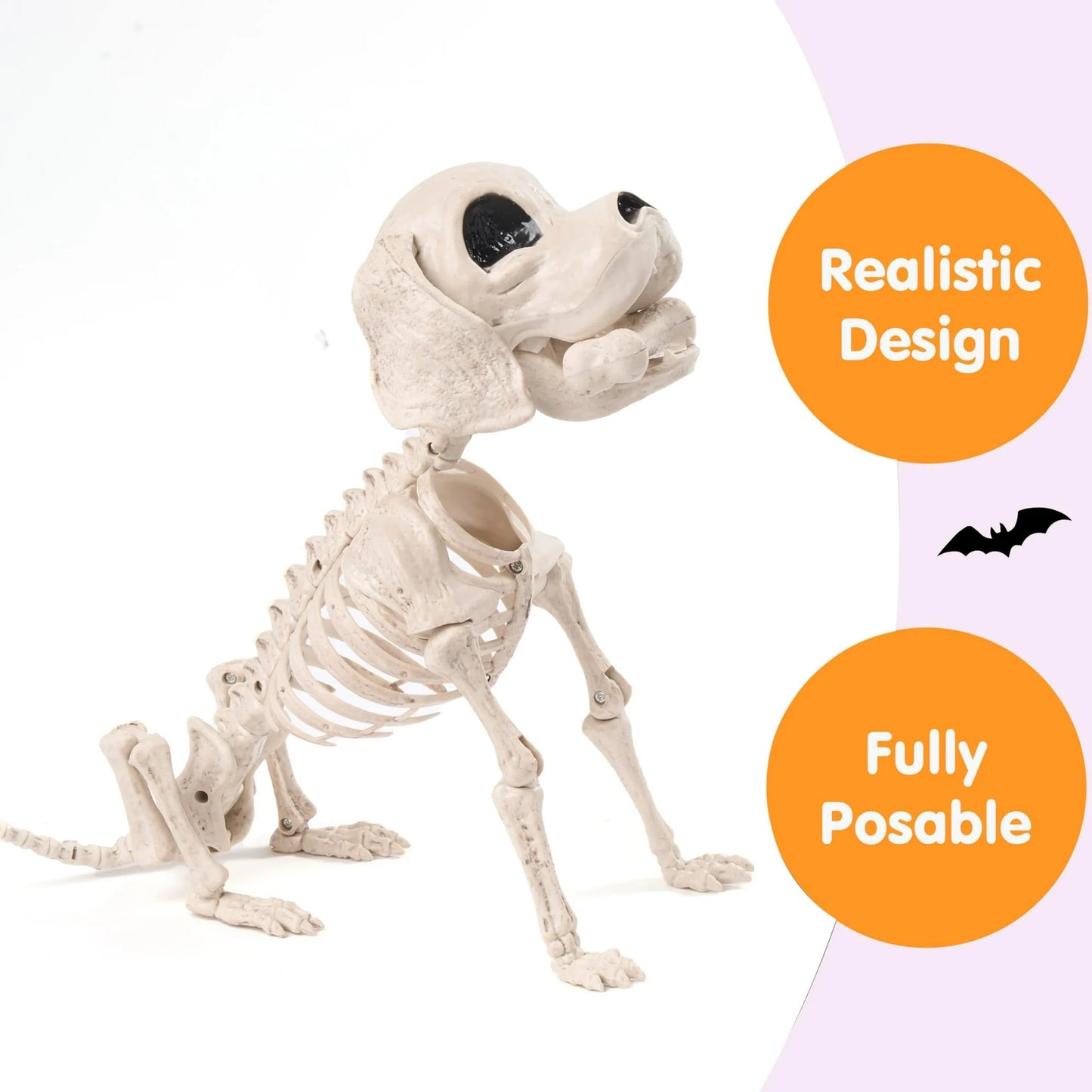 Joyfy 9.8 Inch Halloween Skeleton Dog Skeleton Halloween Decor,Pose-N-Stay Plastic Skeleton Bones with Posable Joints for Hallowmas Decoration Outdoor Haunted House Party