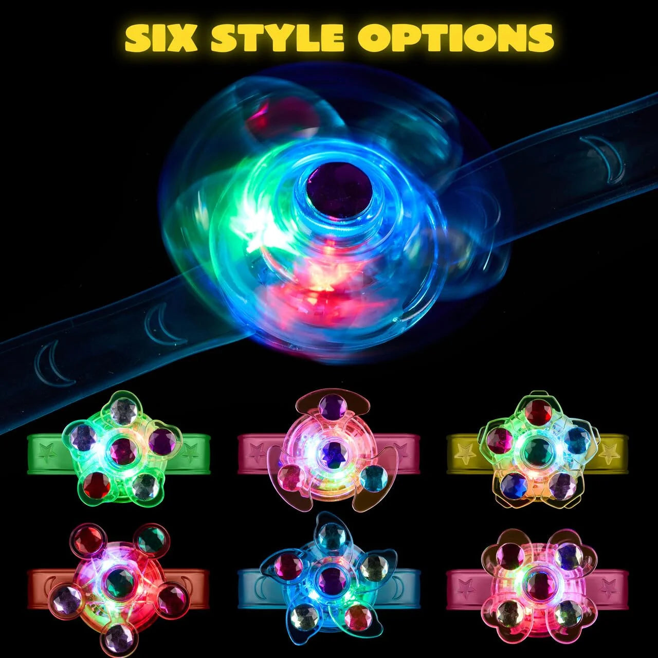 Syncfun 12 Pack LED Light Up Spinning Bracelets Glow Fidget Party Favors for Kids Goodie Bags Stuffers for Birthday