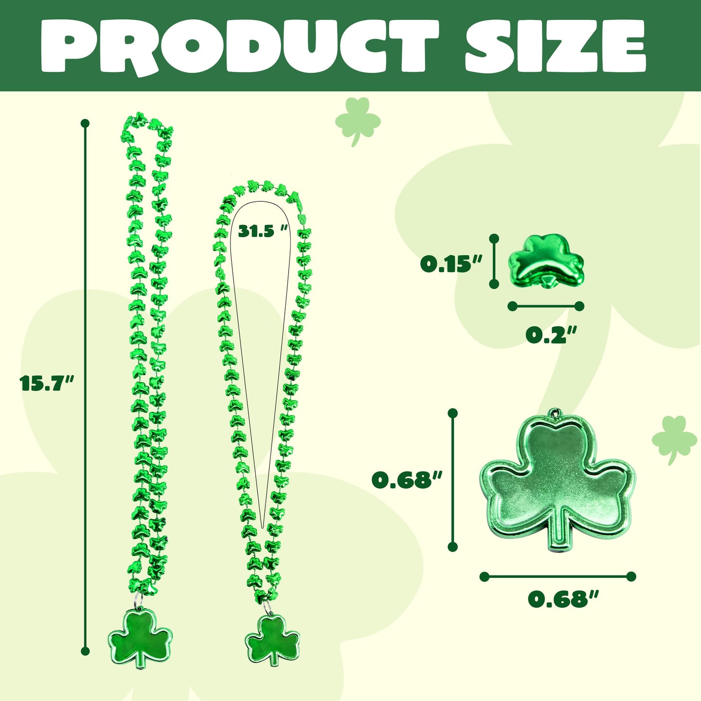24 Pcs St Patricks Shamrock Necklaces
