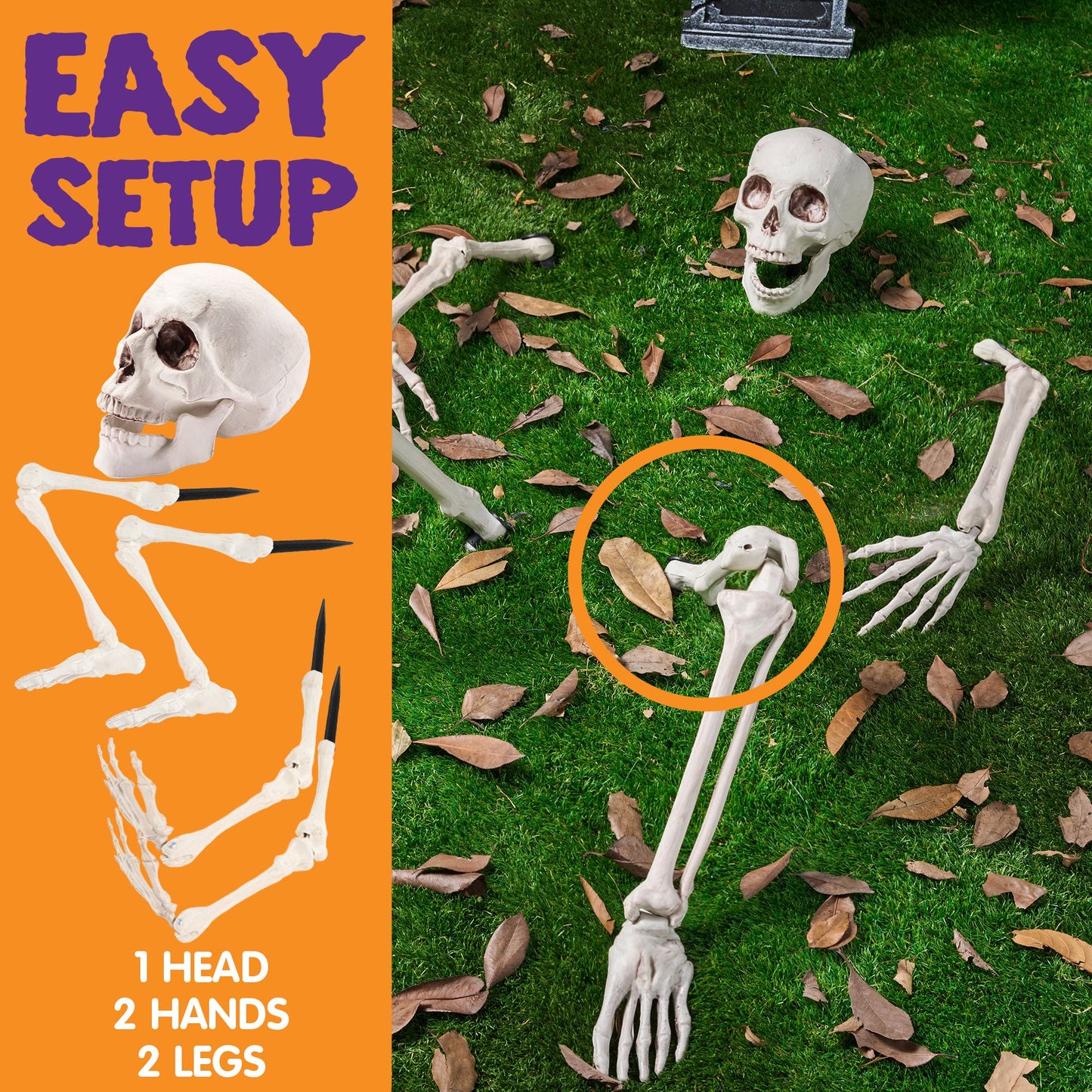 SYNCFUN 5 Pcs Halloween Life Size Groundbreaker Skeleton Stakes Decorations,Full Size Skeleton Halloween Decorations Outdoor Yard Scary Halloween Yard Stakes Decor