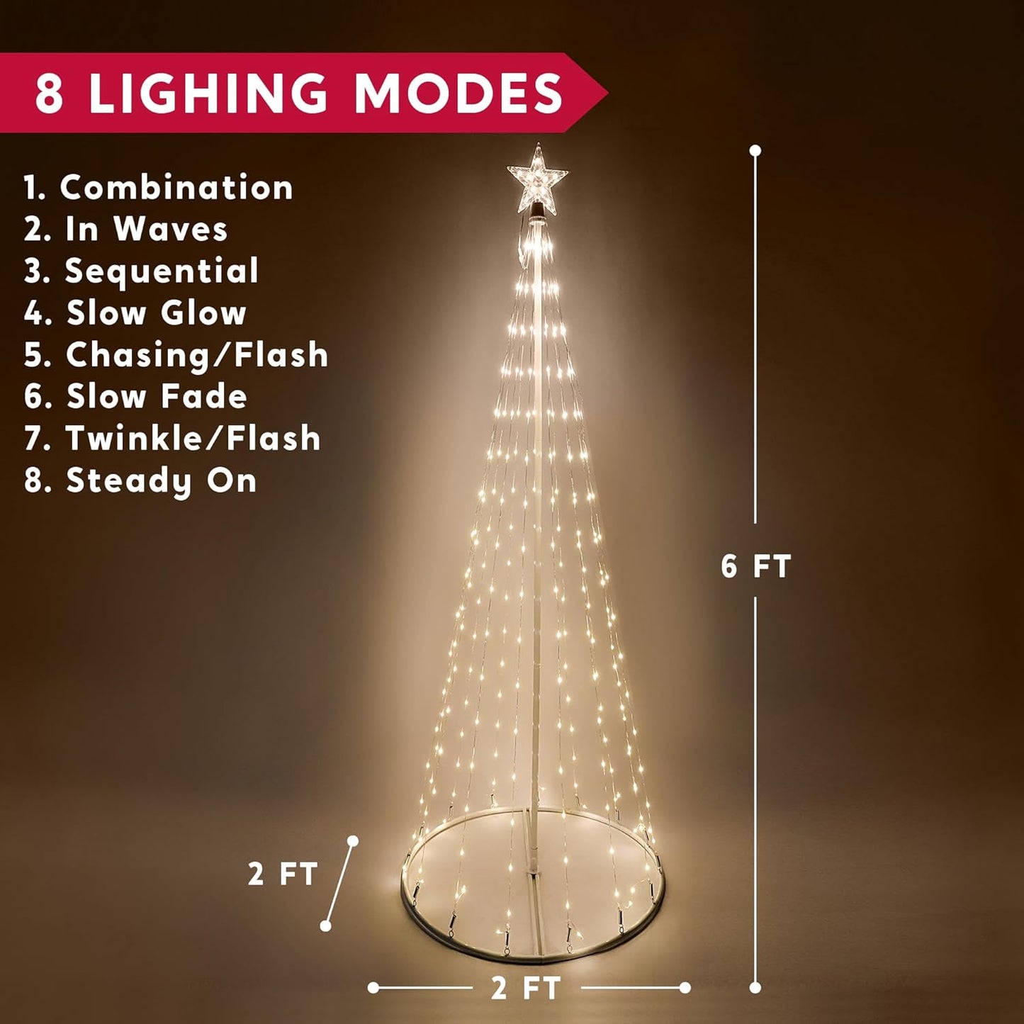 Joyfy 6 FT Animated Cone Tree Yard Light Christmas Decoration Outdoor,280 LED Christmas Tree Light Decorations,Christmas Yard Light with Stakes Decorations Outdoor Holiday Decor