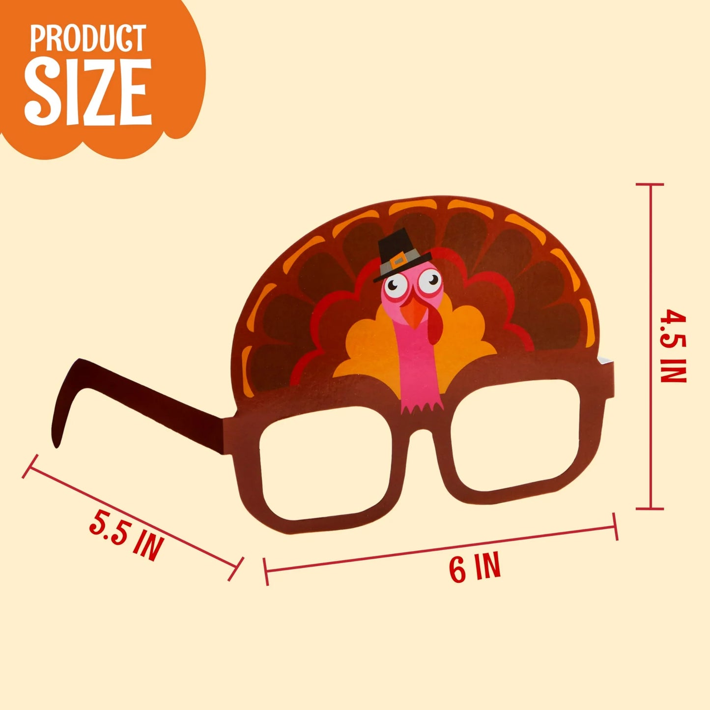 SYNCFUN 24 Pcs Turkey Eyeglasses,Thanksgiving Headband Turkey Costume Adults Kids