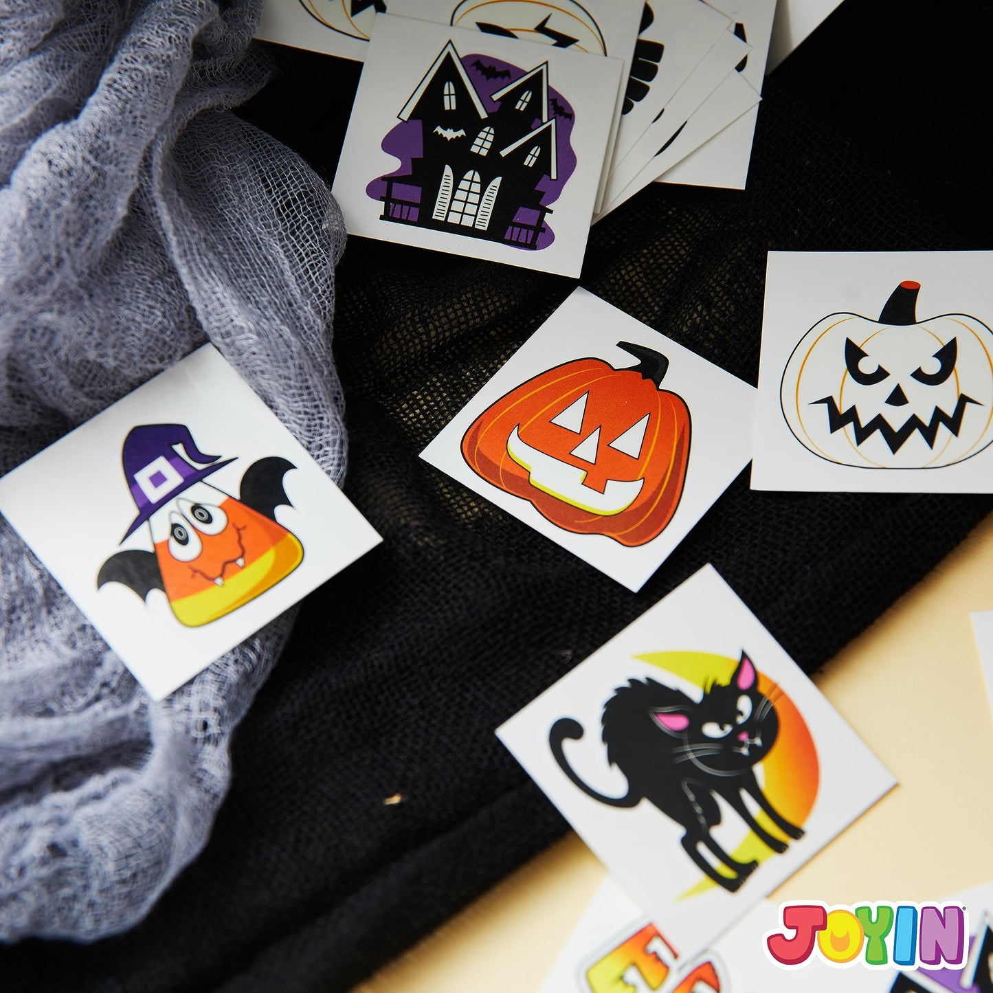 Joyfy 144 Pcs Halloween Temporary Tattoos,Glow in The Dark Tattoos for Kids,Halloween Toys Bulk,Halloween Trick or Treat Toys,Halloween Party Favor