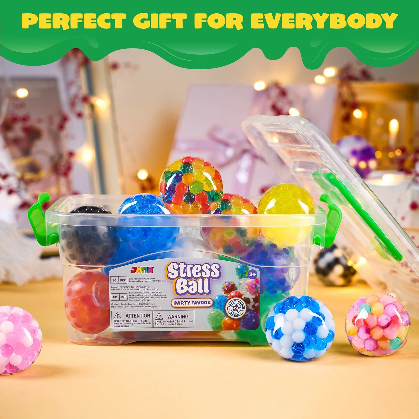 24 Pack Mini Stress Balls Fidget Toys for Adults Stress Relief Squishies Party Favors for Kids, Orbeez Anxiety Calming Squeeze Balls, Prize (1.57")