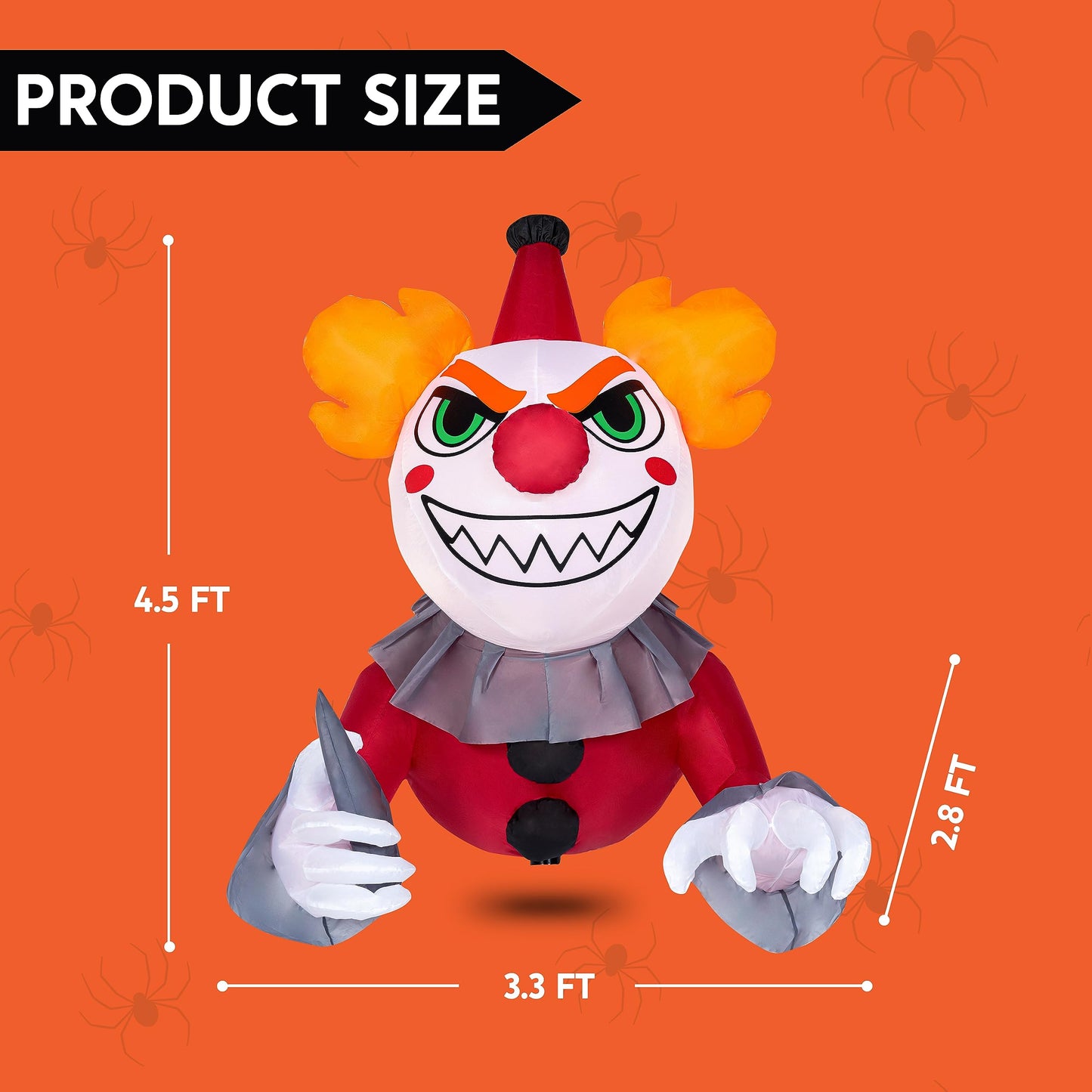 Syncfun 4.5 FT Halloween Inflatable Killer Clown Broke Out from Window with Built-in LED Blow Up Inflatable for Window Decoration Yard Garden Lawn Decor