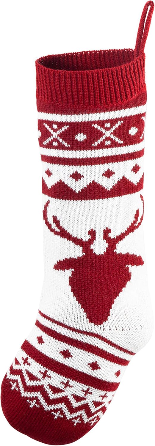 Joyfy 6 Pcs 18" Knit Christmas Stockings, Large Rustic Yarn Xmas Stockings for Family Holiday Decorations