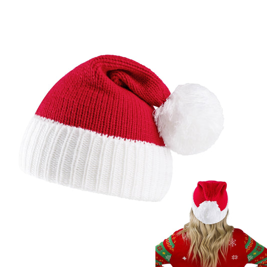 Joyfy Santa Hats Adult Christmas Hat Elf Xmas Party Hat Red Knitted Beanie Hat for Adult Women Men