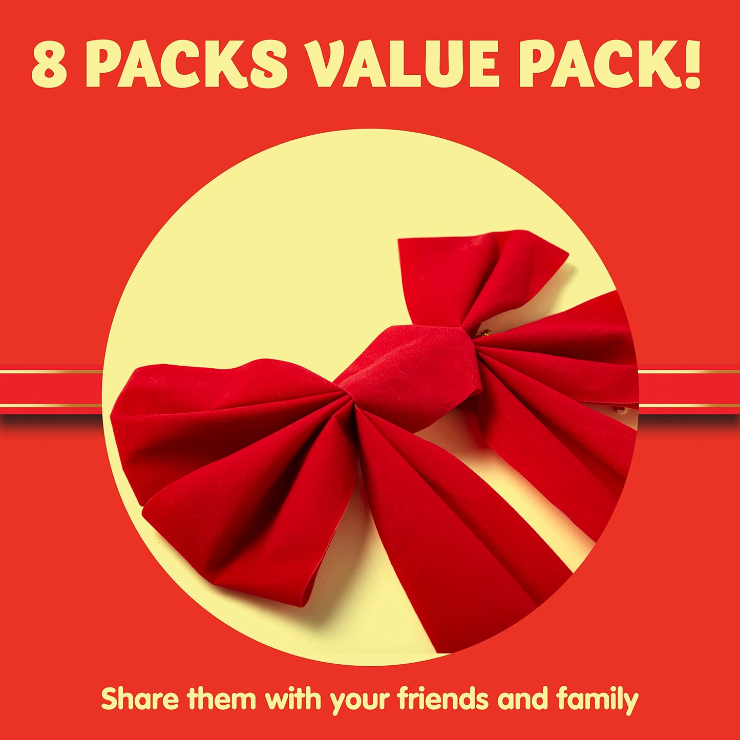 Joyfy 12 Pcs 16"x 9" Red Velvet Bows for Christmas Tree, Wreath, Garland Decor, Indoor Outdoor Holiday Decorations