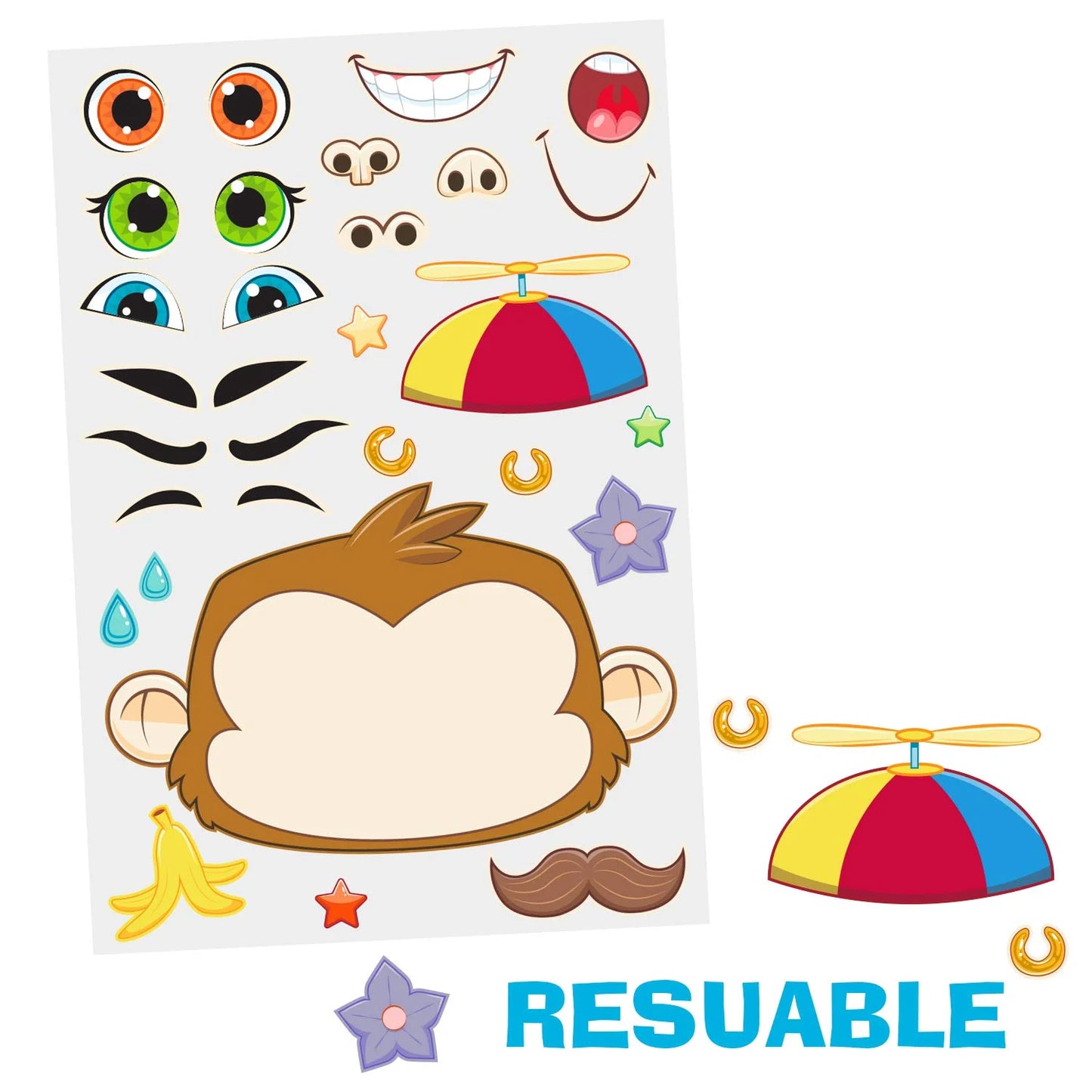 Syncfun 36 Sheets Make-a-face Sticker Sheets 9.8"x6.7" Safari Animal Mix and Match Stickers for Kids Birthday Holiday Party Favor Supplies Craft Gifts for Boys & Girls